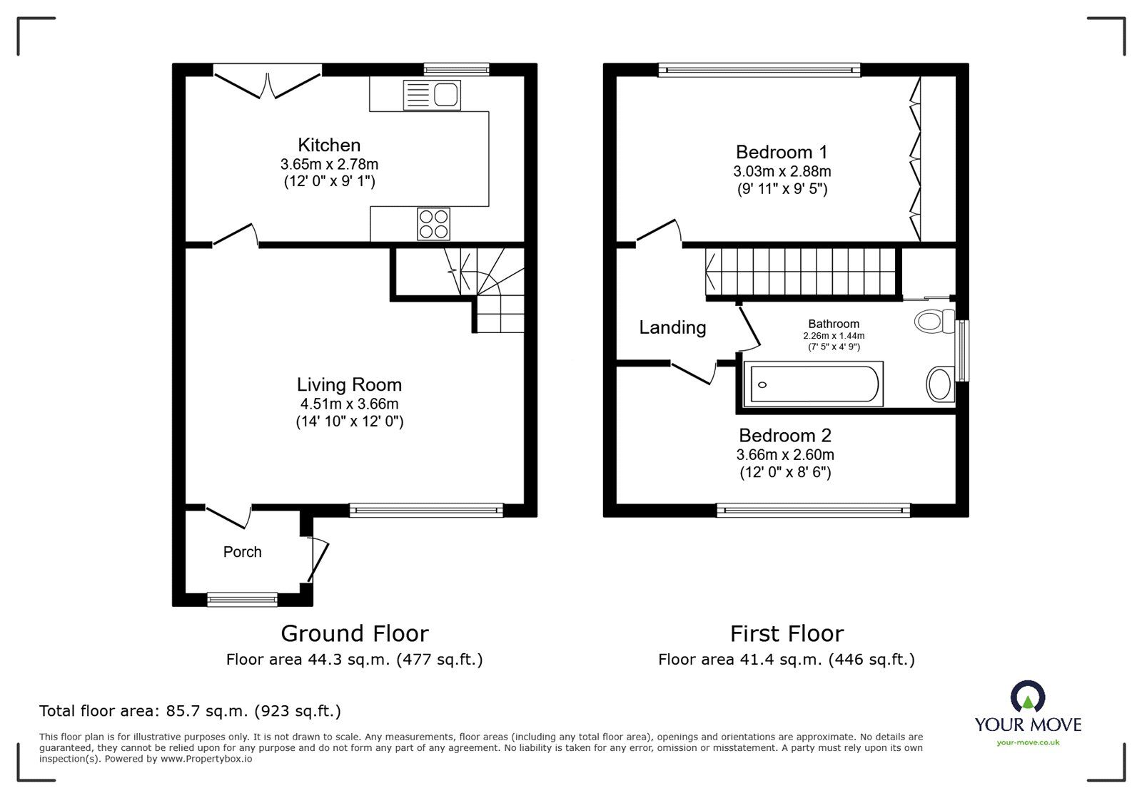 Floorplan of 2 bedroom Semi Detached House to rent, Chelsea Close, Shaw, Greater Manchester, OL2
