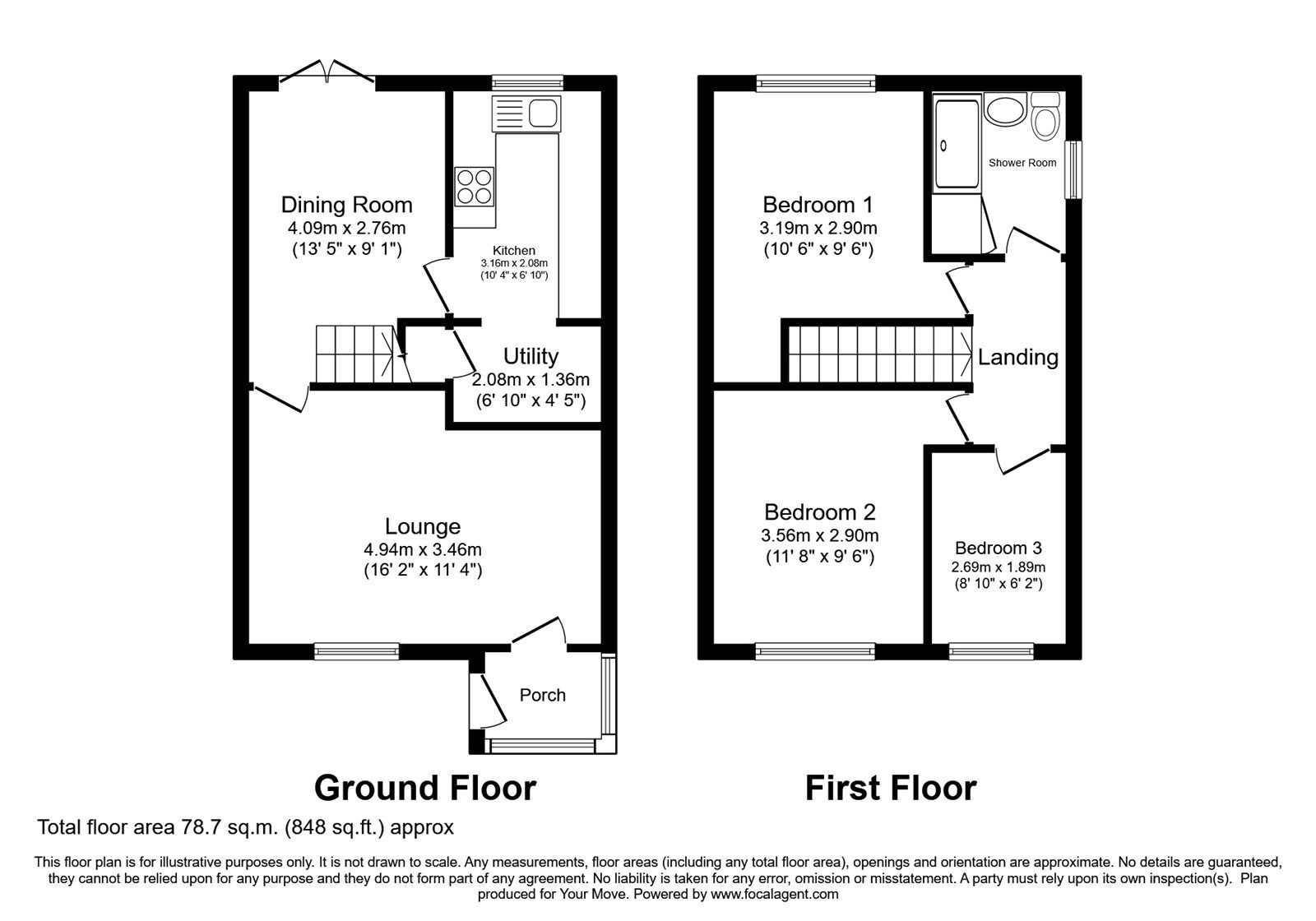 Floorplan of 3 bedroom Detached House for sale, Rakewood Drive, Oldham, Greater Manchester, OL4