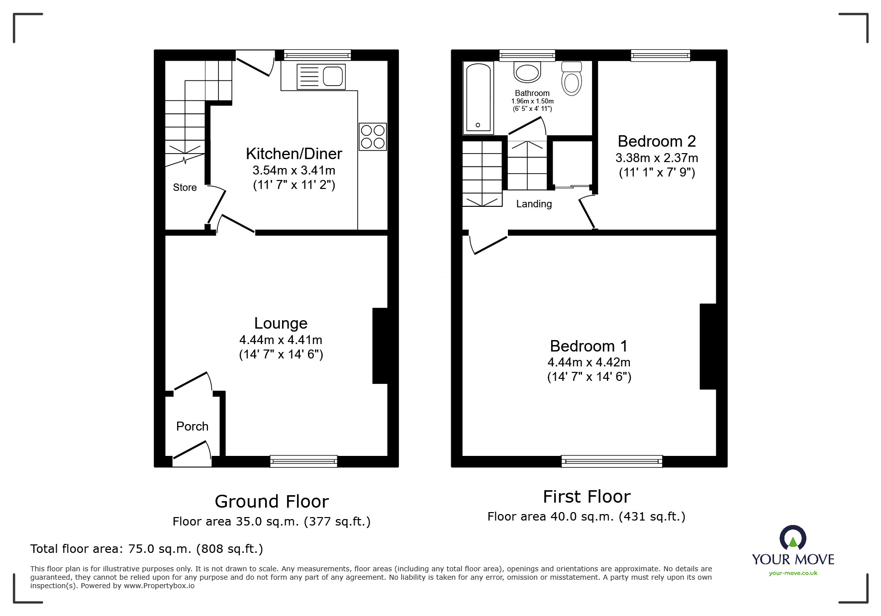Floorplan of 2 bedroom Mid Terrace House for sale, Lyon Street, Shaw, Greater Manchester, OL2