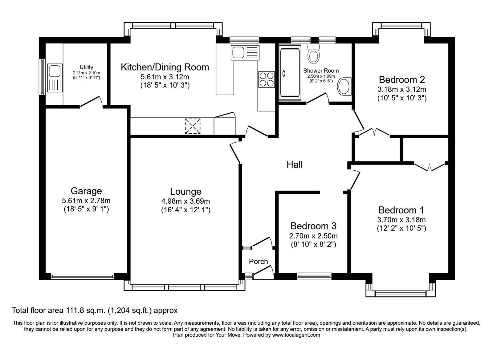 Floorplan of 3 bedroom Detached Bungalow for sale, Beech Hill Road, Grasscroft, Greater Manchester, OL4