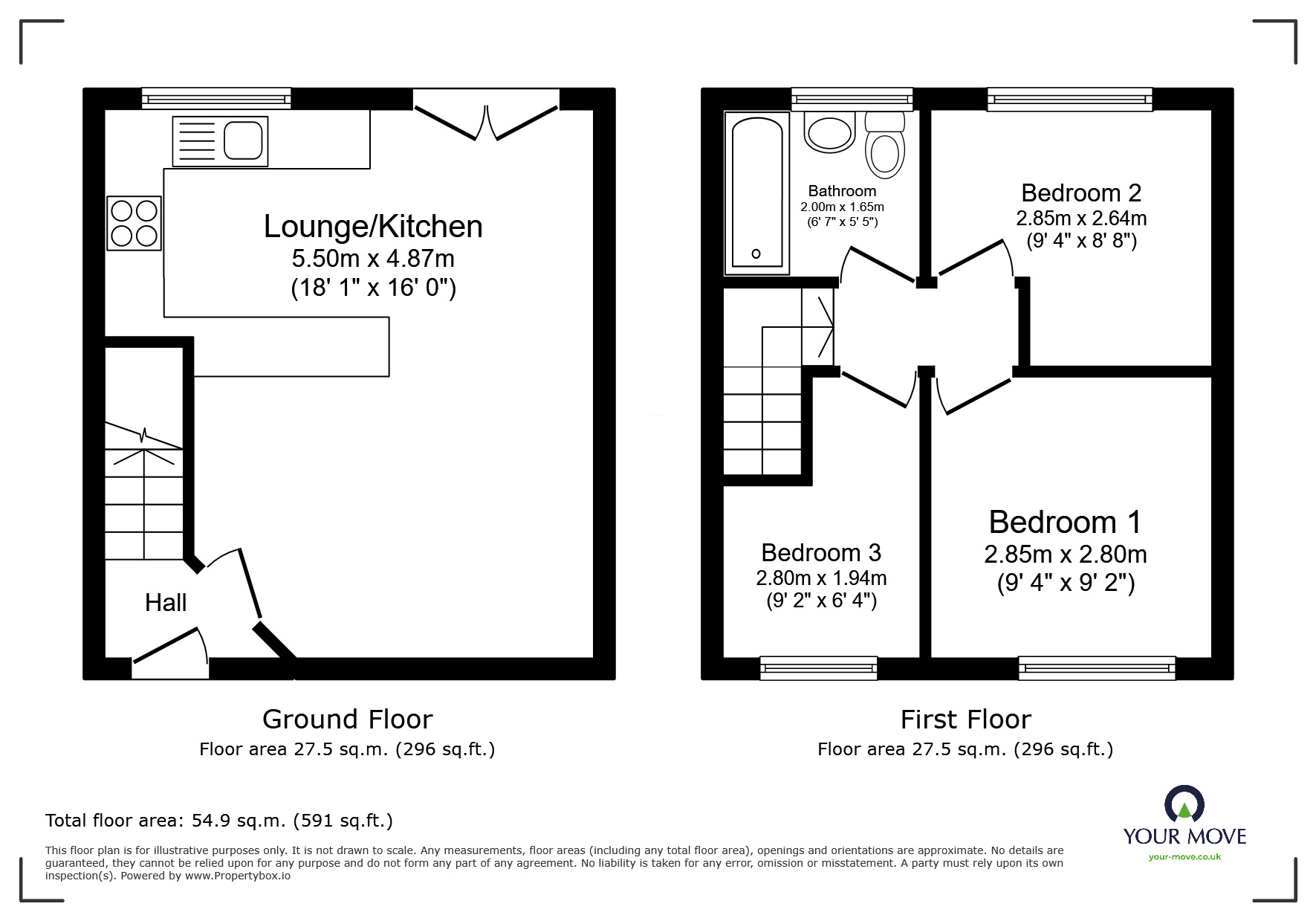 Floorplan of 3 bedroom Mid Terrace House to rent, Link Road, Springhead, Greater Manchester, OL4