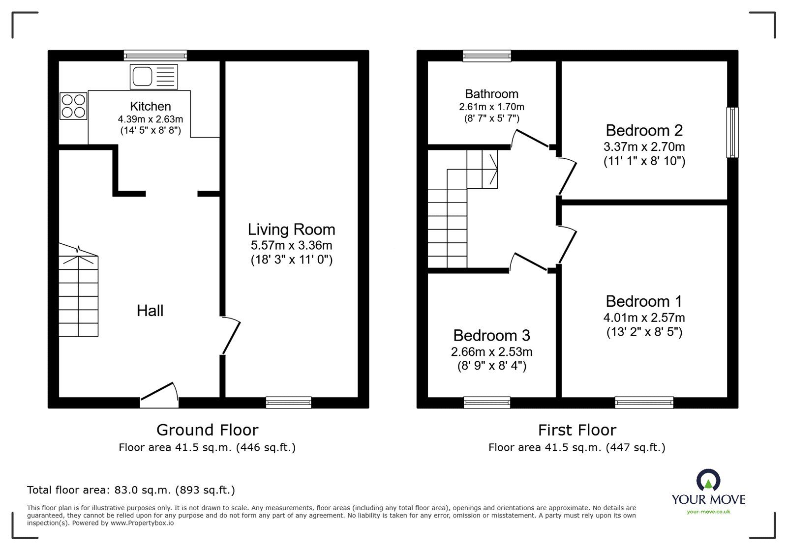 Floorplan of 3 bedroom Semi Detached House to rent, Thorn Bank, Bacup, Lancashire, OL13