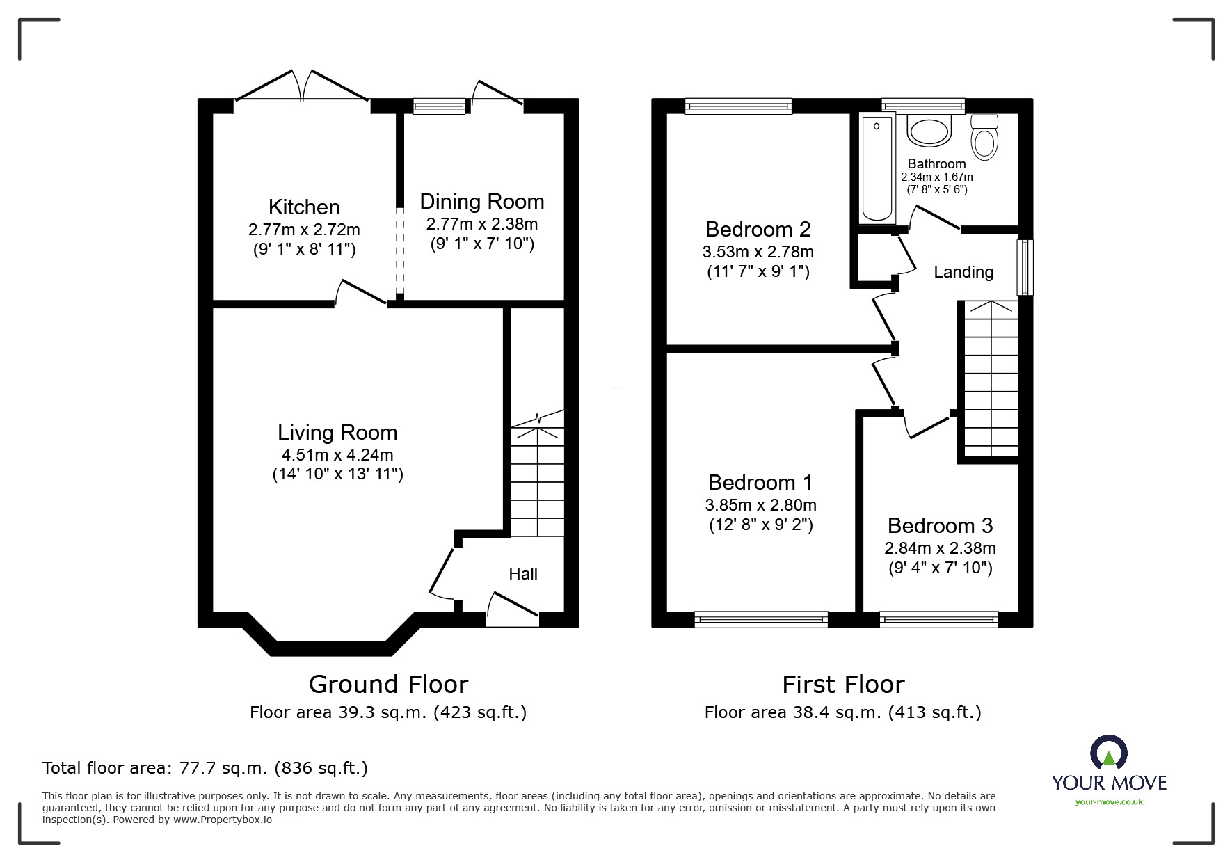 Floorplan of 3 bedroom Semi Detached House for sale, Glendon Court, Oldham, Greater Manchester, OL1