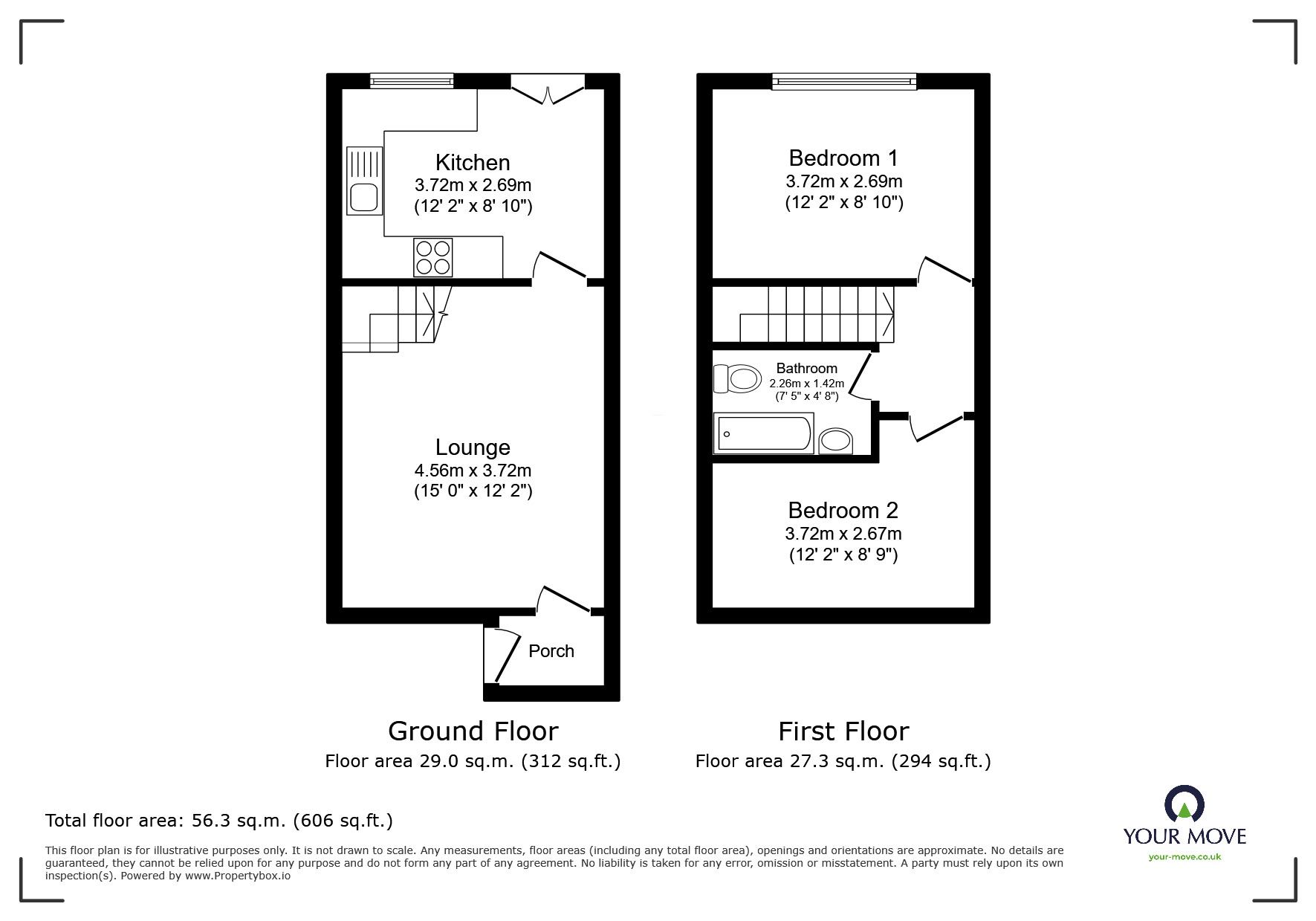 Floorplan of 2 bedroom Semi Detached House for sale, Harrow Mews, Shaw, Greater Manchester, OL2