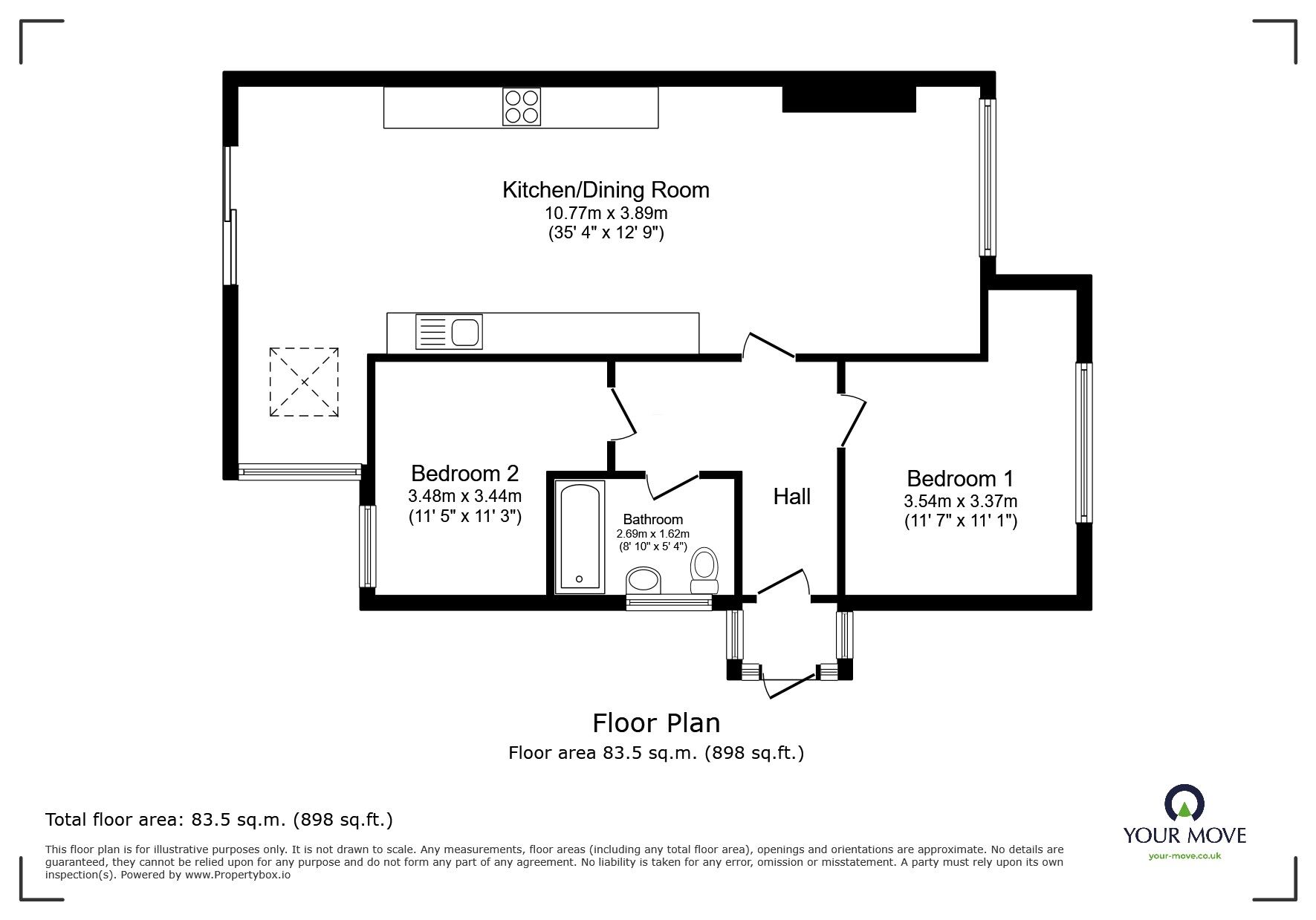 Floorplan of 2 bedroom Semi Detached Bungalow for sale, Longfield Park, Shaw, Greater Manchester, OL2
