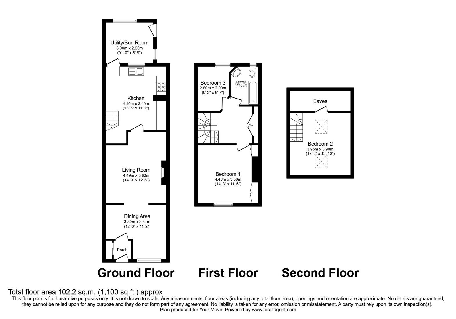 Floorplan of 3 bedroom Mid Terrace House for sale, Milnrow Road, Shaw, Greater Manchester, OL2