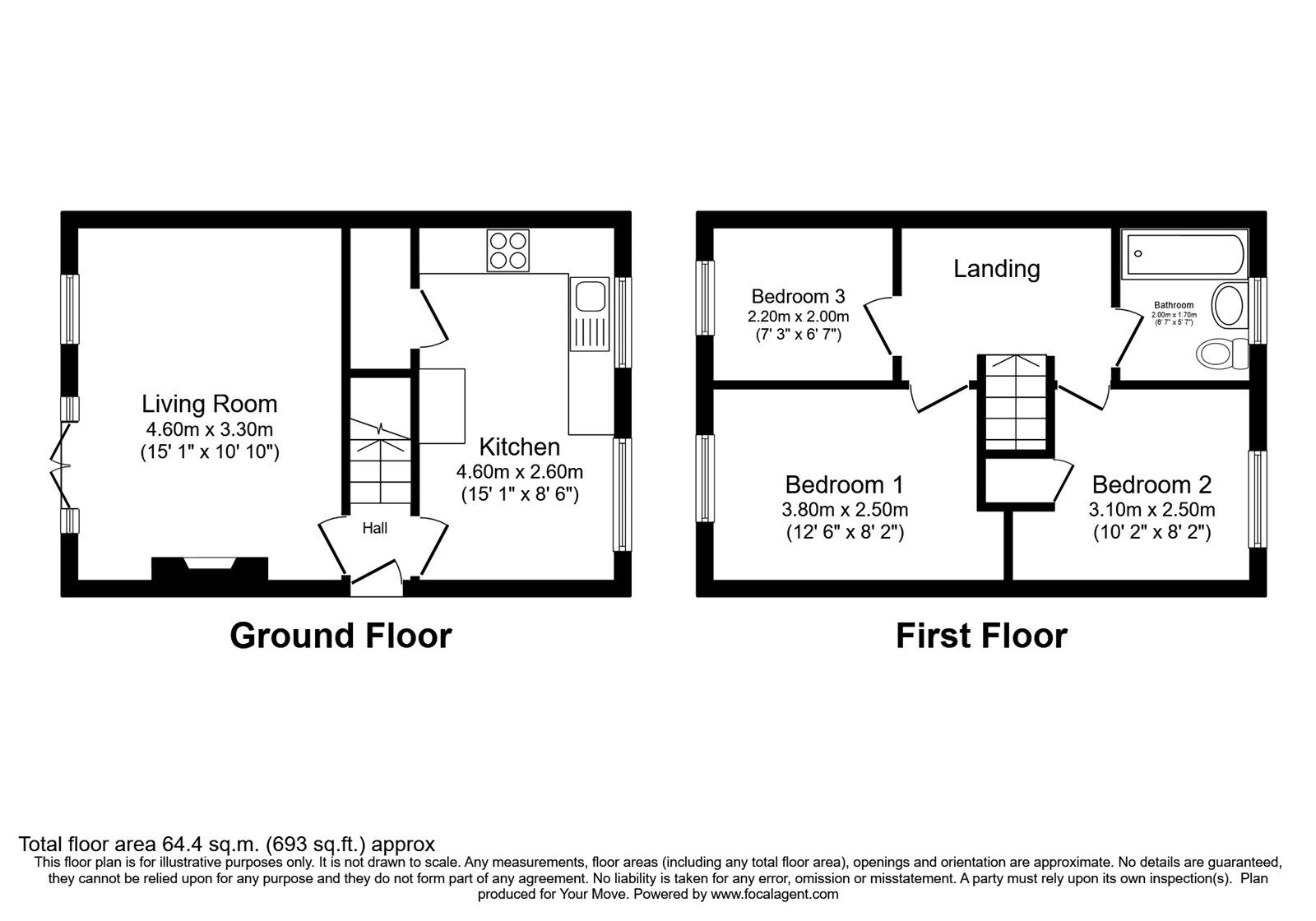 Floorplan of 3 bedroom End Terrace House for sale, Vine Close, Shaw, Greater Manchester, OL2