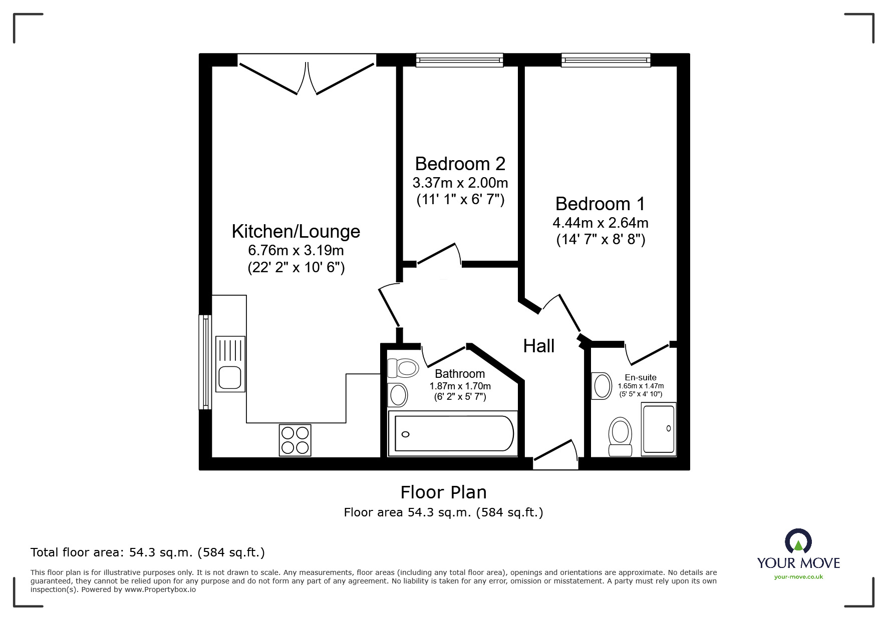 Floorplan of 2 bedroom Flat for sale, Stoneclough Mews, Oldham, Greater Manchester, OL1