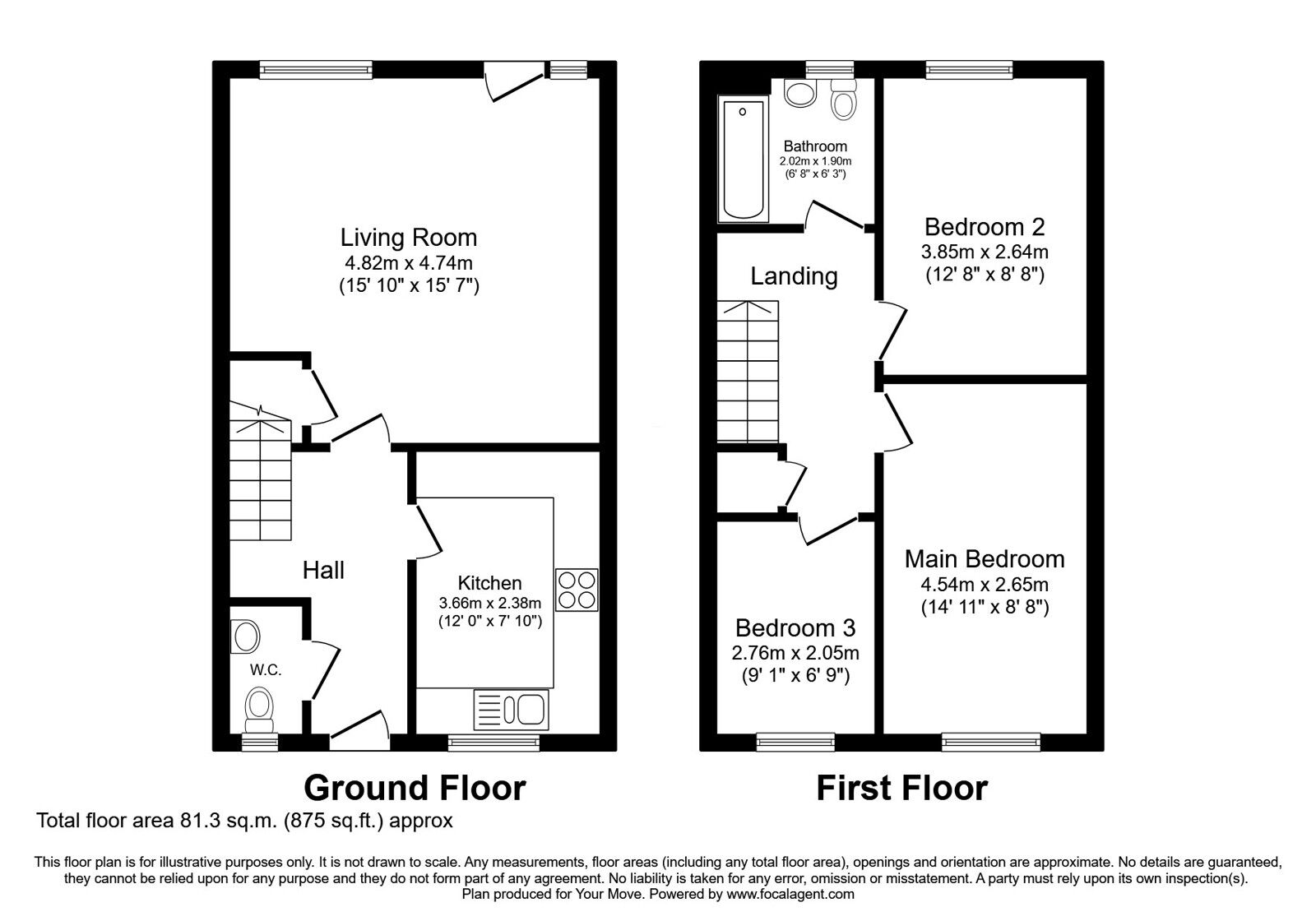 Floorplan of 3 bedroom End Terrace House for sale, Acorn Street, Lees, Greater Manchester, OL4