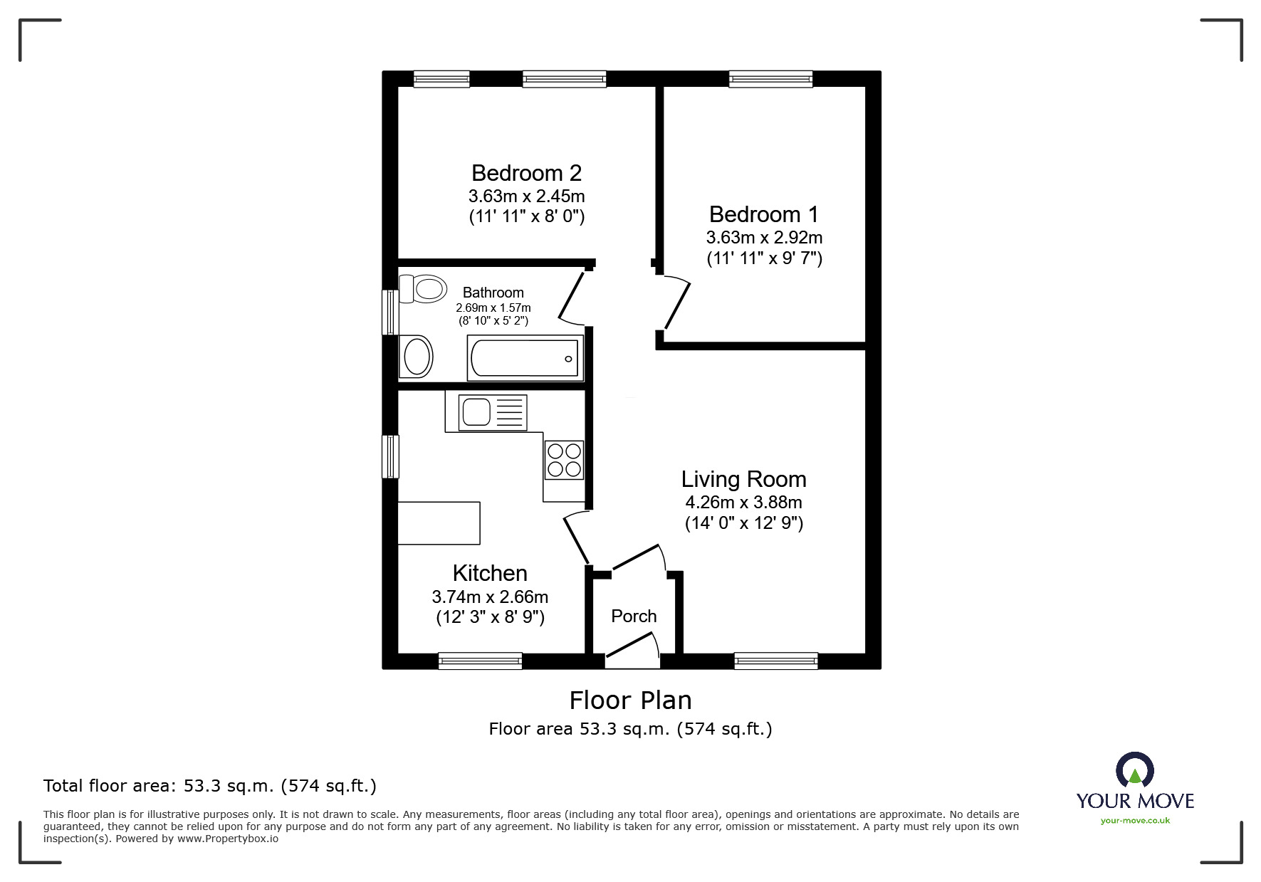 Floorplan of 2 bedroom Semi Detached Bungalow for sale, Bowland Close, Shaw, Greater Manchester, OL2
