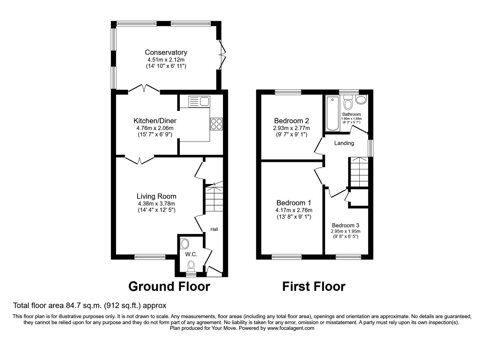 Floorplan of 3 bedroom Detached House for sale, Hughley Close, Royton, Greater Manchester, OL2