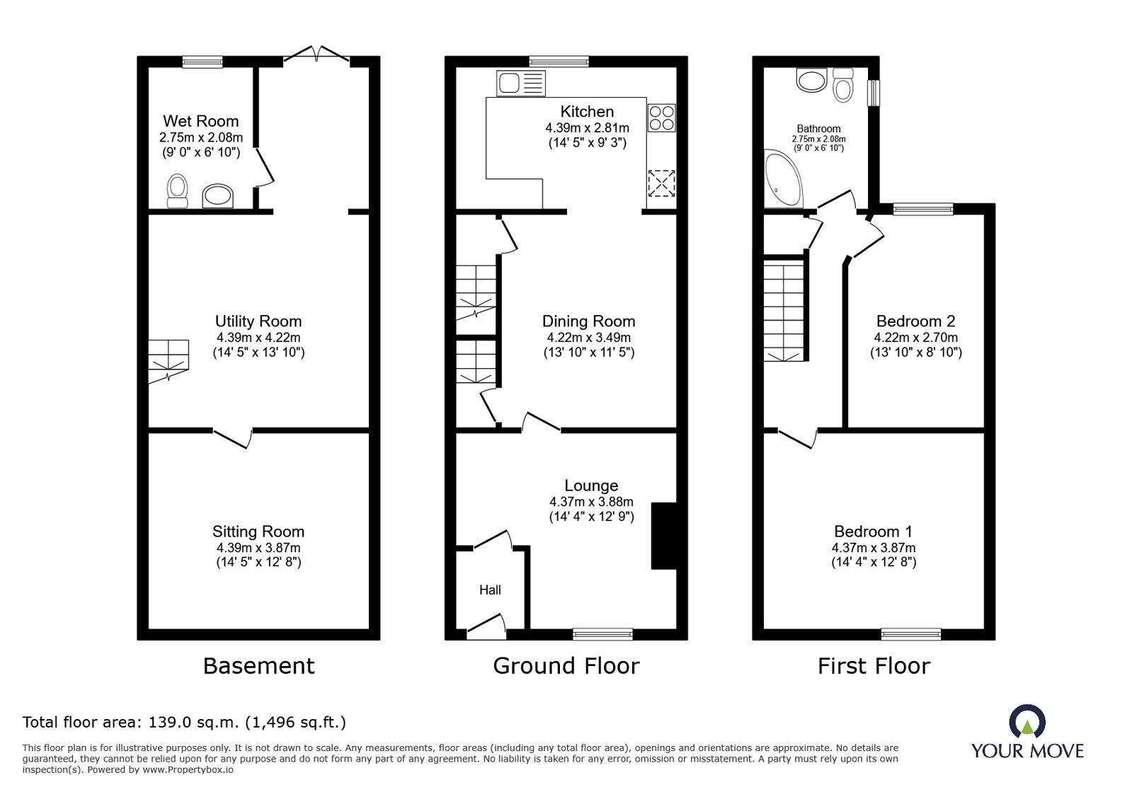 Floorplan of 2 bedroom Mid Terrace House to rent, Rochdale Road, Royton, Greater Manchester, OL2