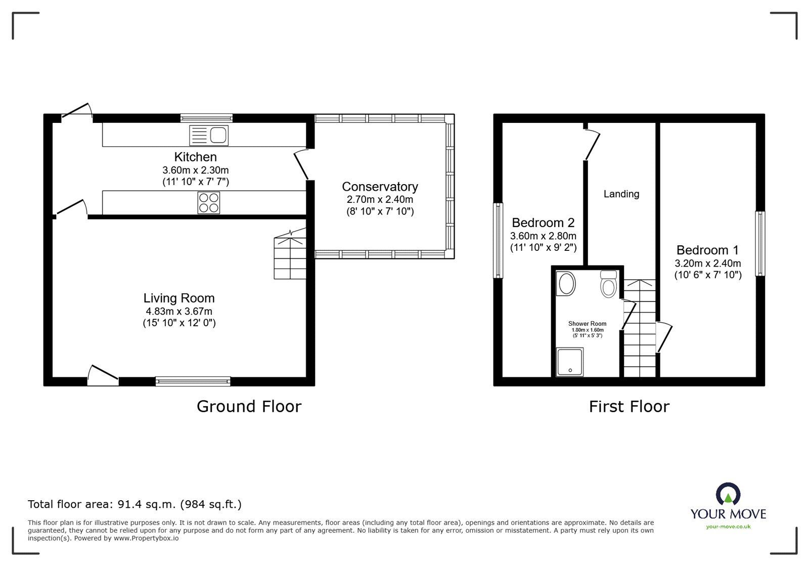 Floorplan of 2 bedroom Semi Detached House to rent, Cotton Tree Close, Oldham, Greater Manchester, OL4