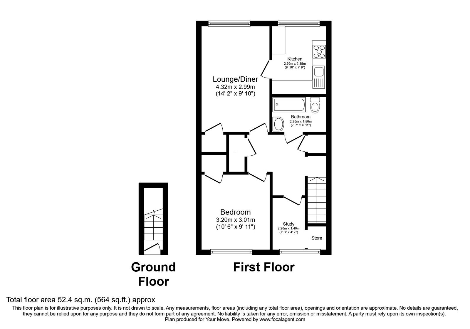 Floorplan of 1 bedroom Flat for sale, Windsor Court, Oldham, Greater Manchester, OL2