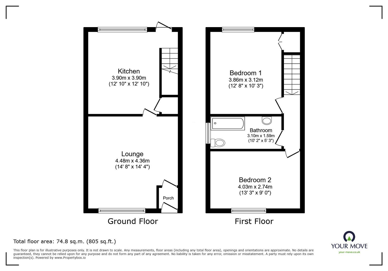 Floorplan of 2 bedroom End Terrace House for sale, Bridge Street, Shaw, Greater Manchester, OL2