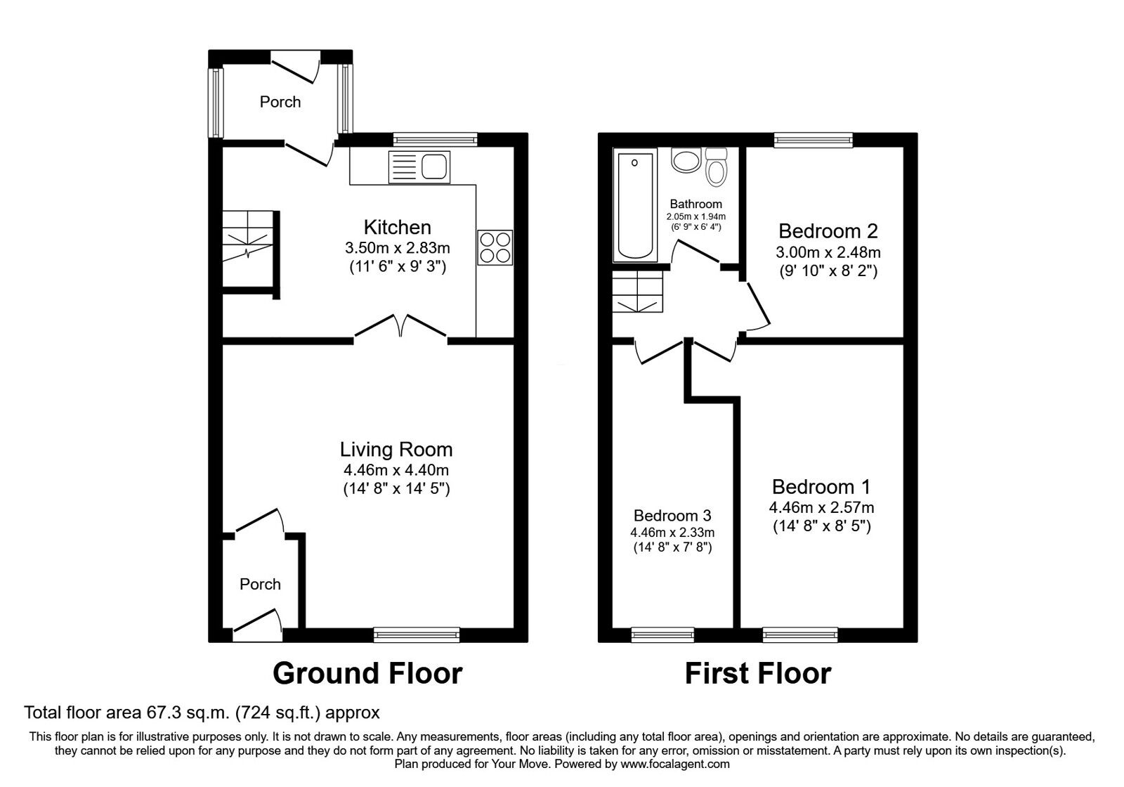Floorplan of 3 bedroom Mid Terrace House for sale, Milnrow Road, Shaw, Greater Manchester, OL2