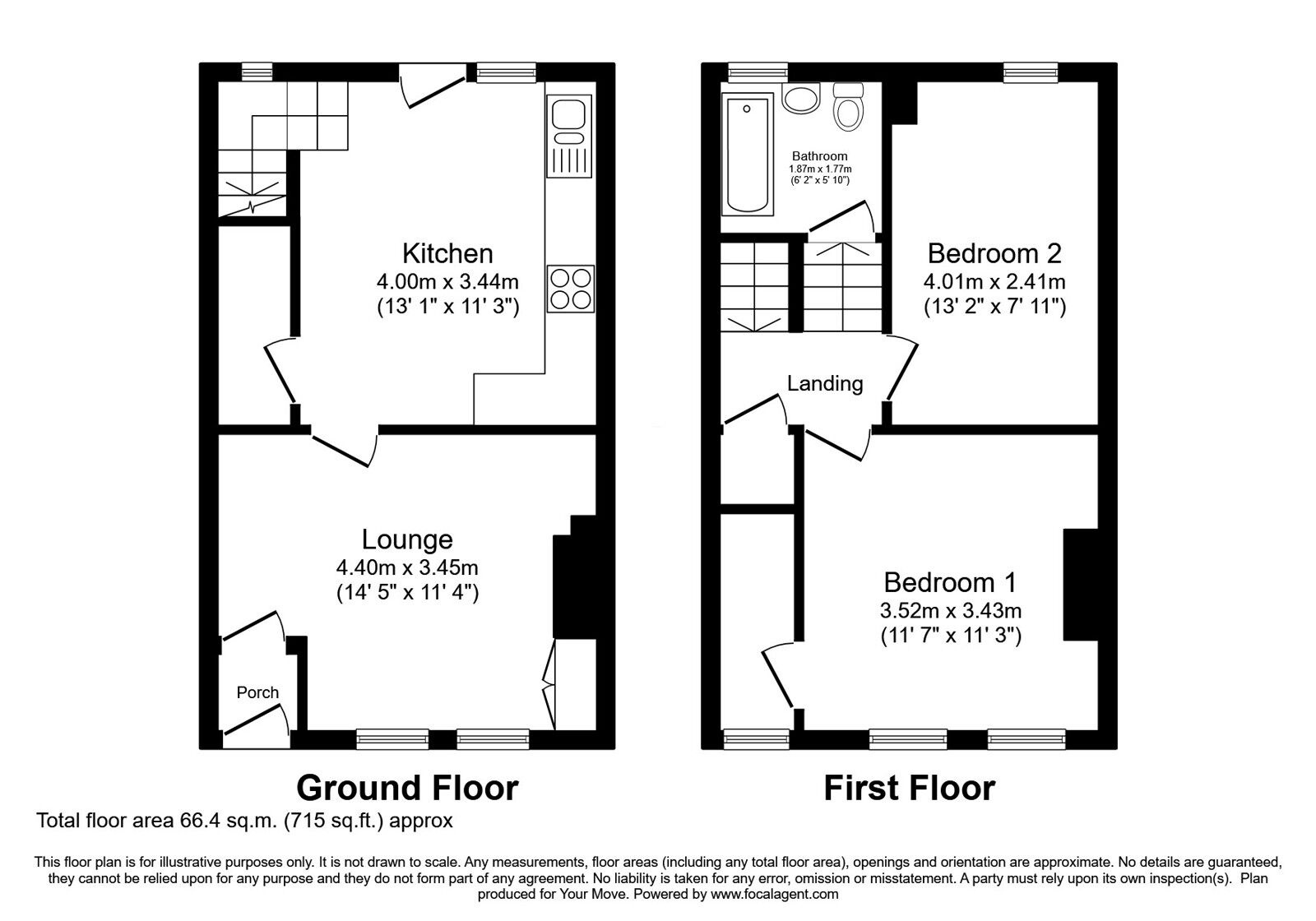 Floorplan of 2 bedroom Mid Terrace House for sale, Melrose Street, Oldham, Greater Manchester, OL1