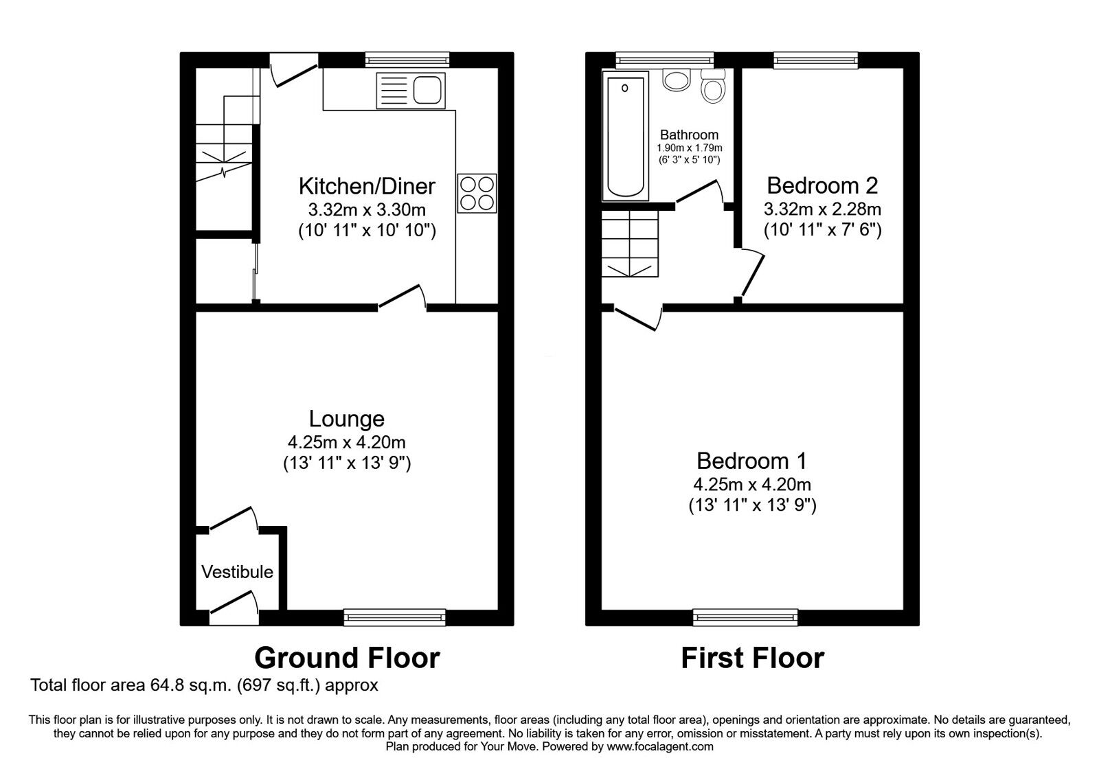 Floorplan of 2 bedroom Mid Terrace House for sale, Tudor Street, Shaw, Greater Manchester, OL2
