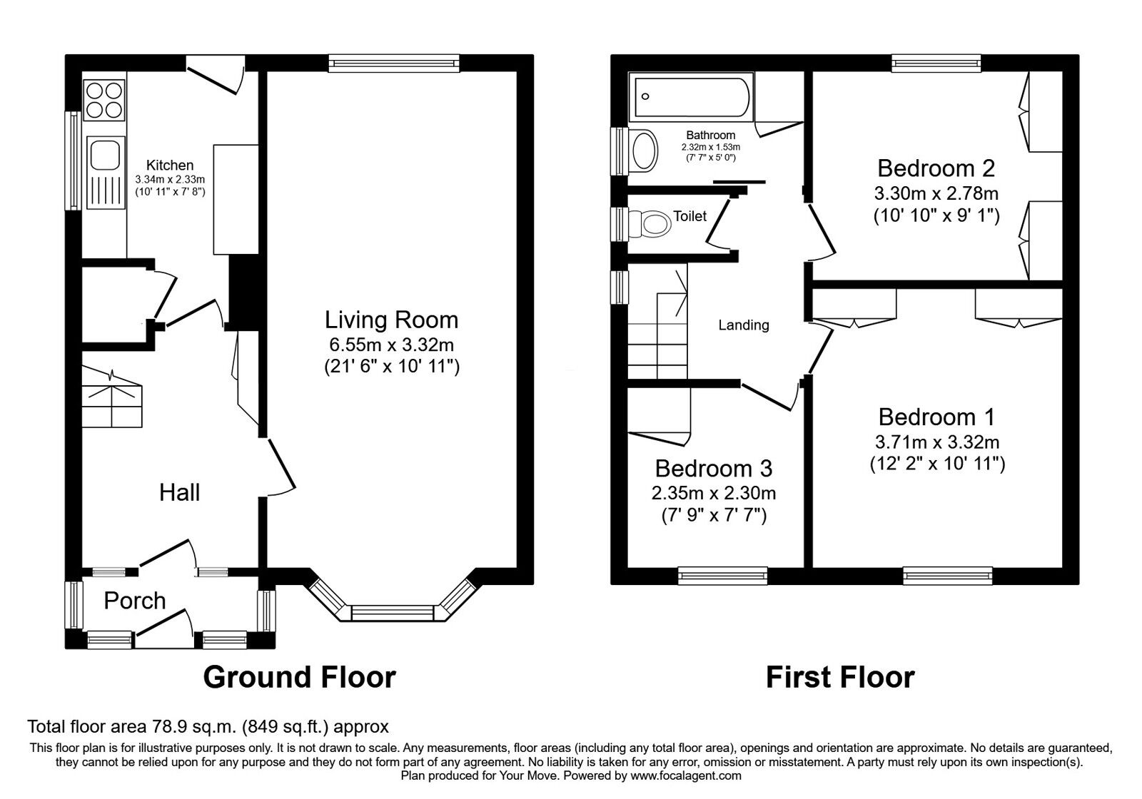 Floorplan of 3 bedroom Semi Detached House for sale, Sydenham Street, Oldham, Greater Manchester, OL1