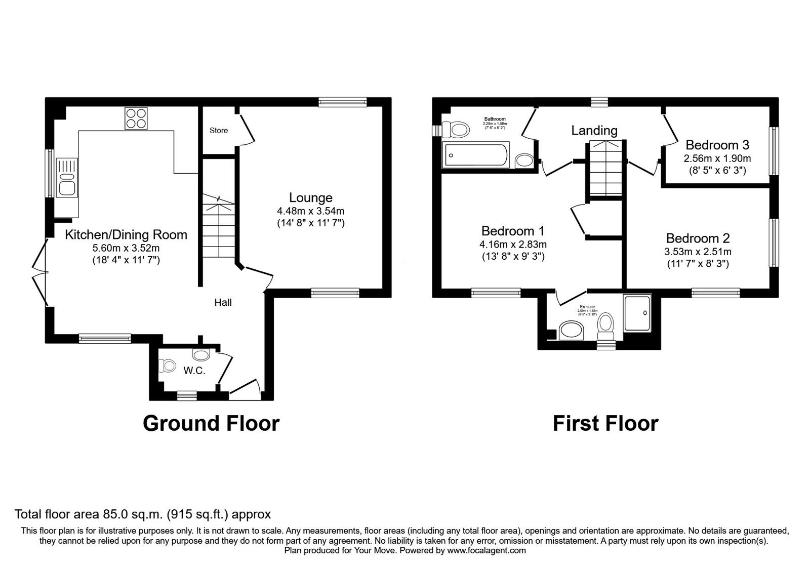 Floorplan of 3 bedroom Detached House for sale, Greenhurst Crescent, Oldham, Greater Manchester, OL8