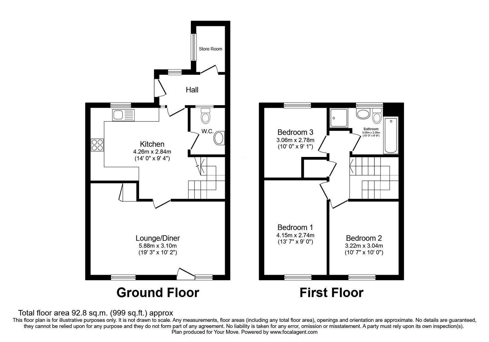 Floorplan of 3 bedroom Mid Terrace House for sale, Titian Rise, Oldham, Greater Manchester, OL1