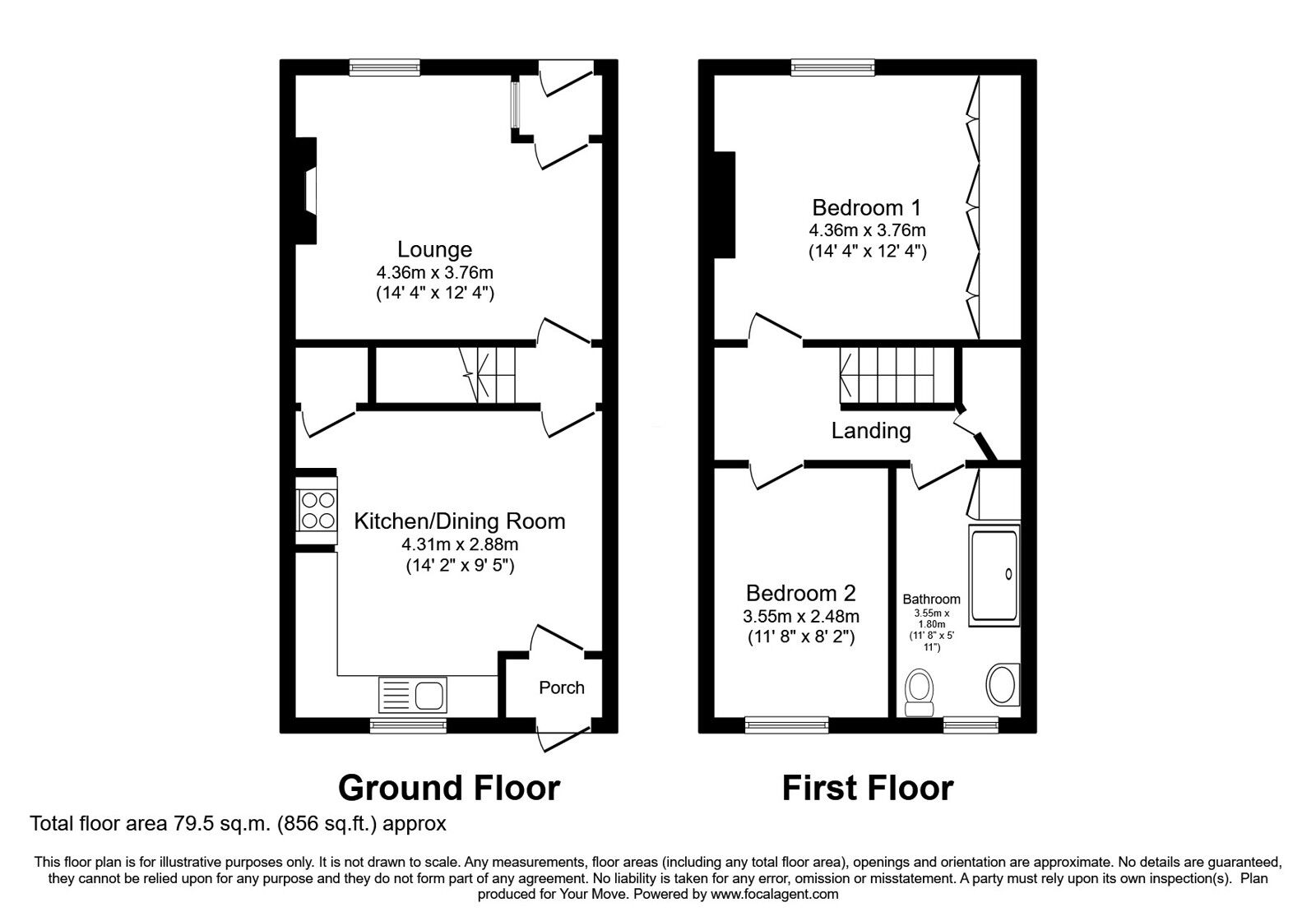 Floorplan of 2 bedroom Mid Terrace House for sale, Shaw Road, Royton, OL2