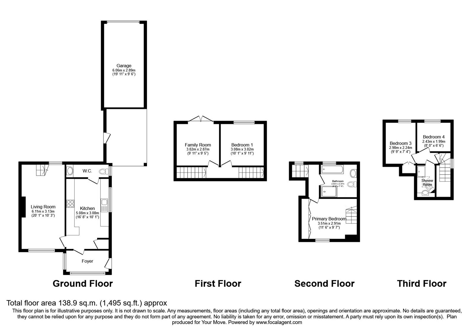 Floorplan of 4 bedroom Semi Detached Bungalow for sale, Claytons Close, Springhead, Greater Manchester, OL4