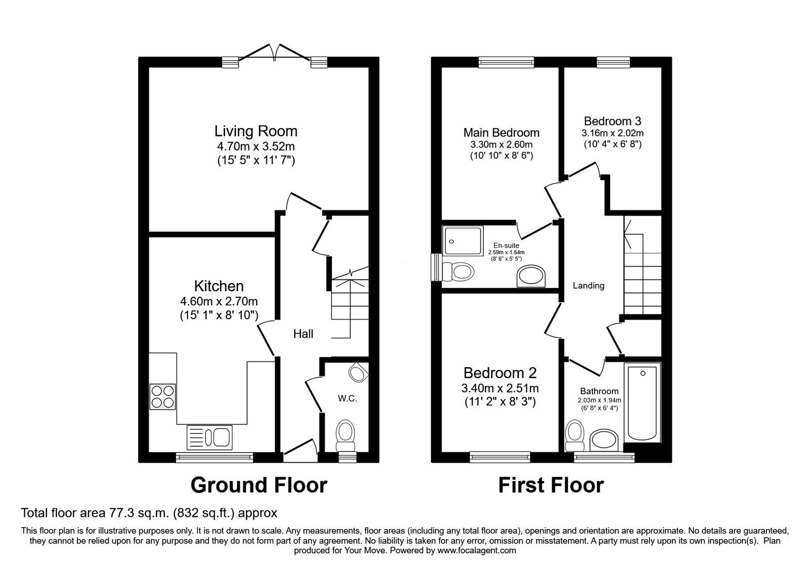 Floorplan of 3 bedroom Semi Detached House for sale, Greenhurst Crescent, Oldham, Greater Manchester, OL8