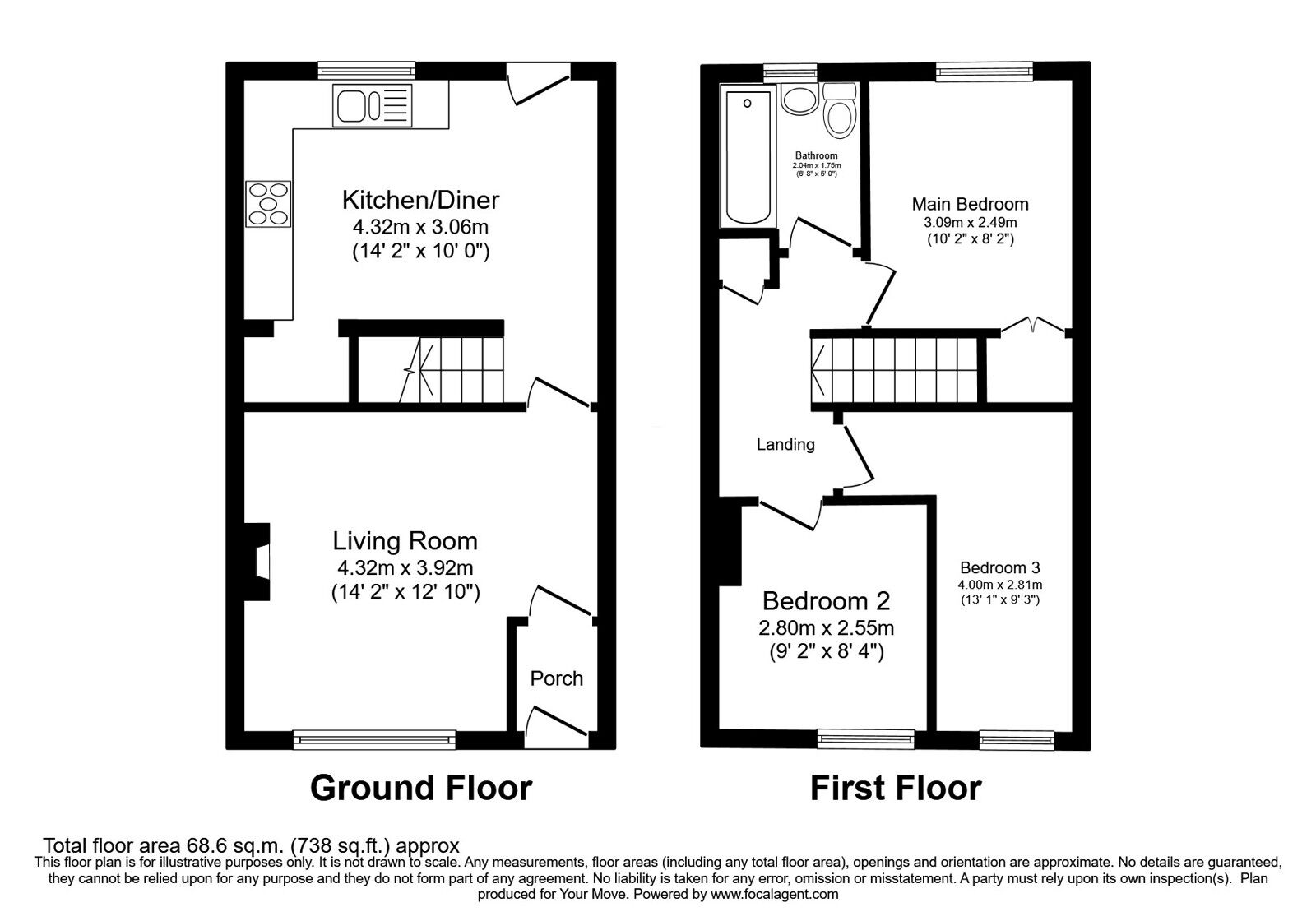Floorplan of 3 bedroom Mid Terrace House for sale, Albert Street, Royton, OL2