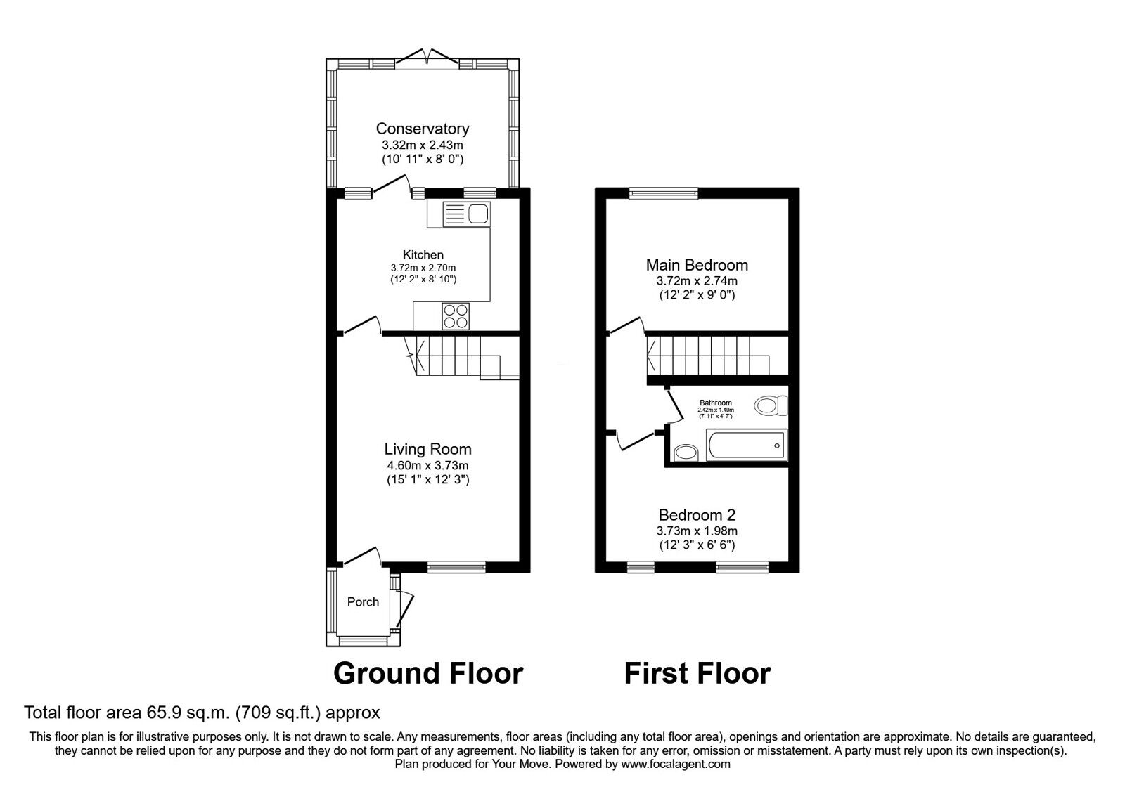 Floorplan of 2 bedroom Semi Detached House for sale, Buckinghamshire Park Close, Shaw, Oldham, OL2