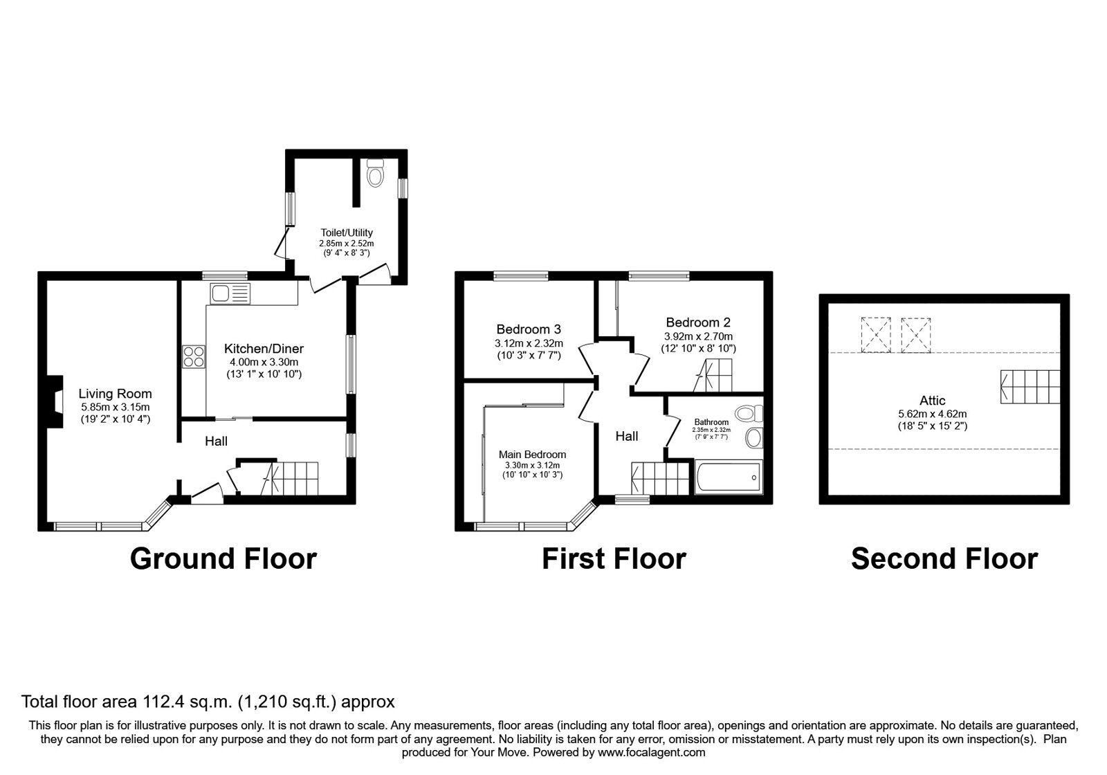 Floorplan of 3 bedroom Semi Detached House for sale, Edge Hill Road, Royton, OL2