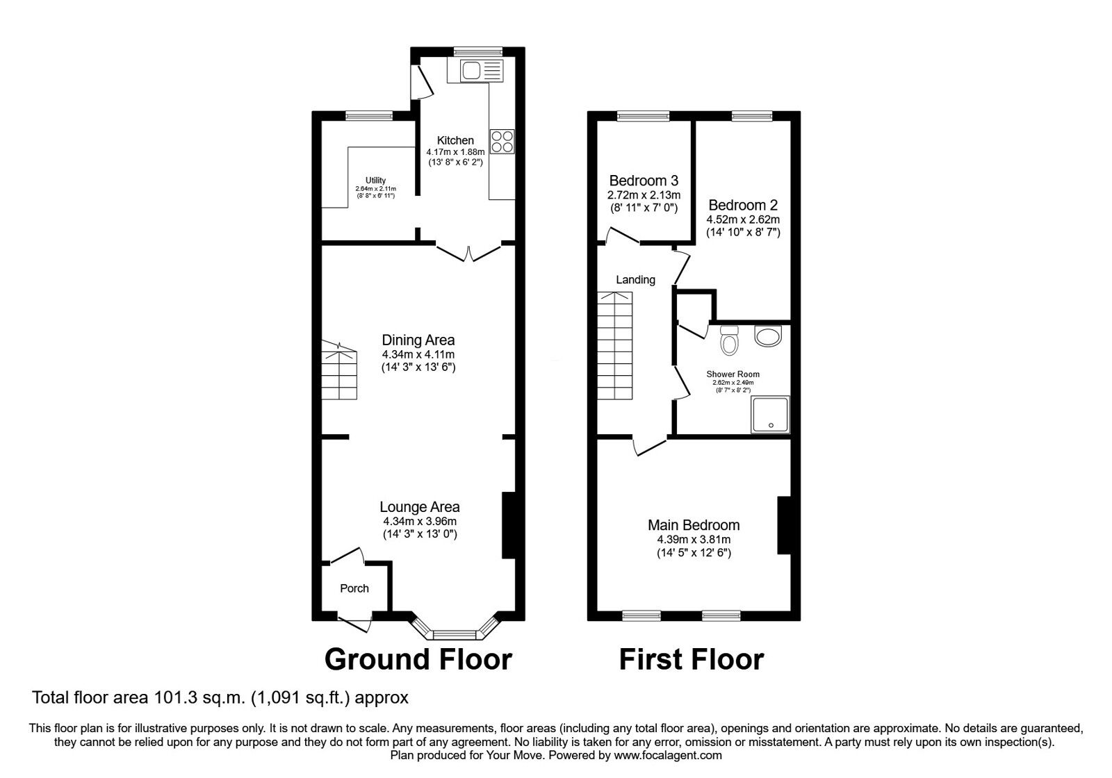 Floorplan of 3 bedroom Mid Terrace House for sale, Howard Street, Shaw, Greater Manchester, OL2