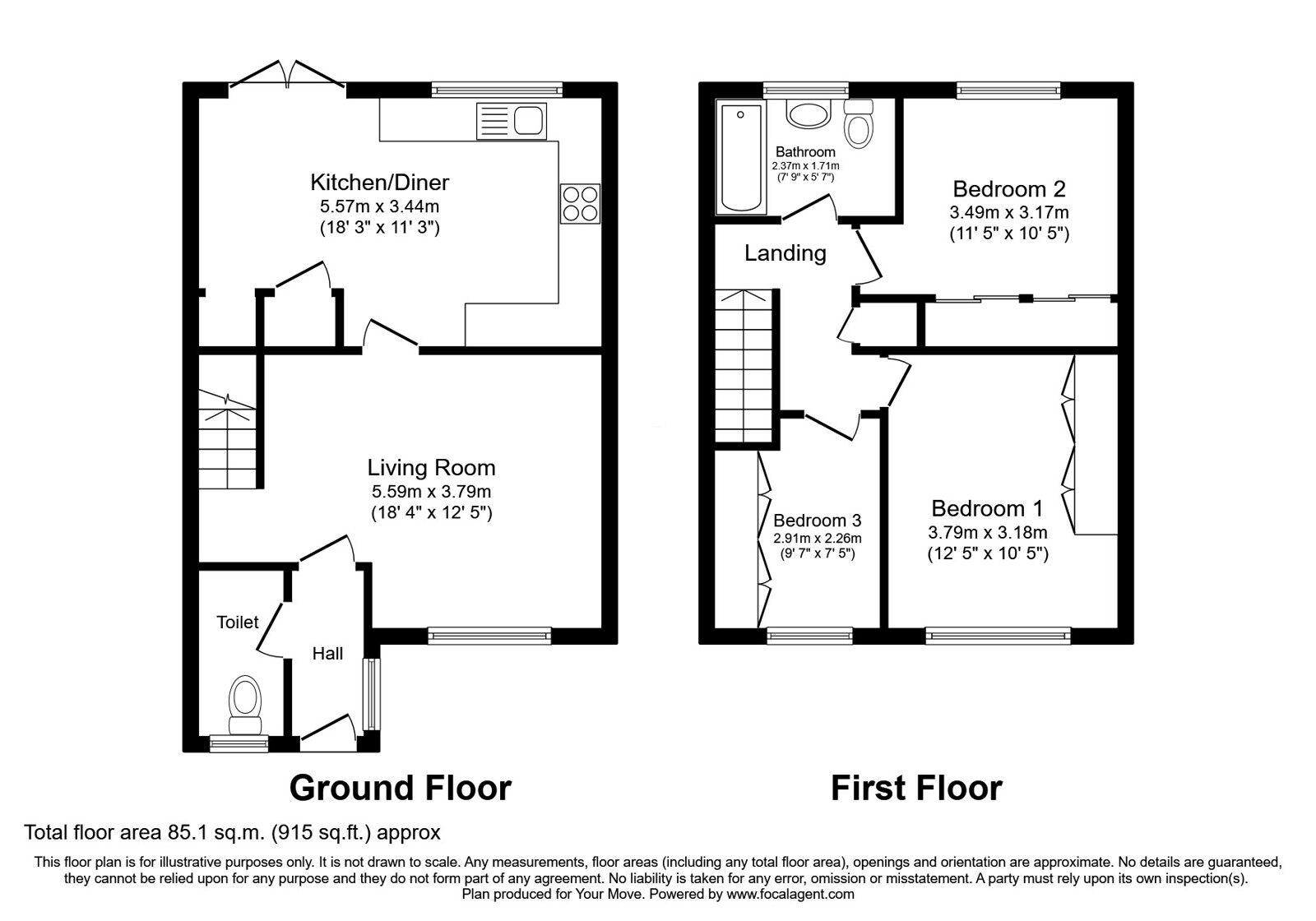 Floorplan of 3 bedroom End Terrace House for sale, Oswald Street, Shaw, Greater Manchester, OL2