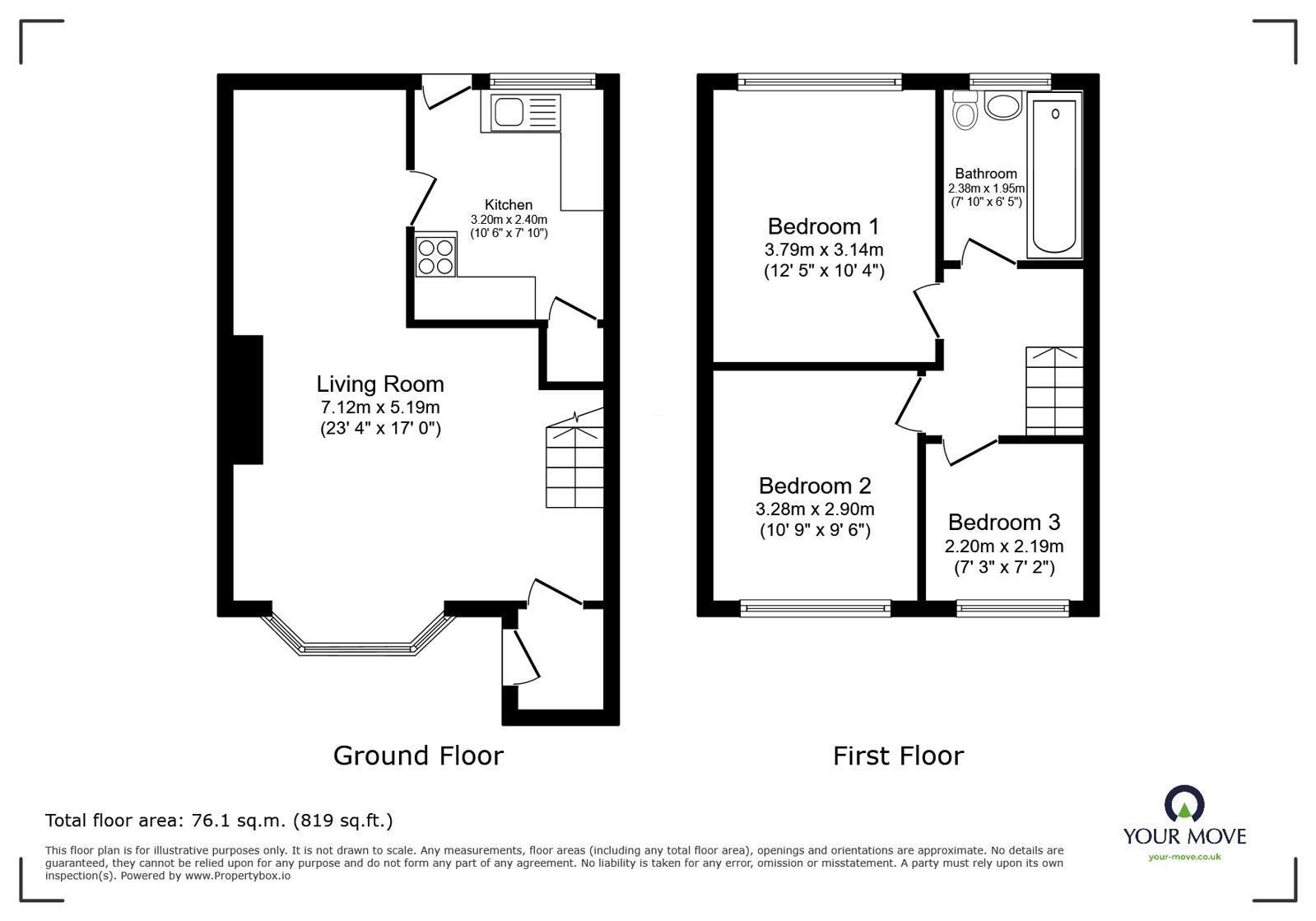 Floorplan of 3 bedroom Mid Terrace House for sale, Alandale Drive, Royton, Greater Manchester, OL2