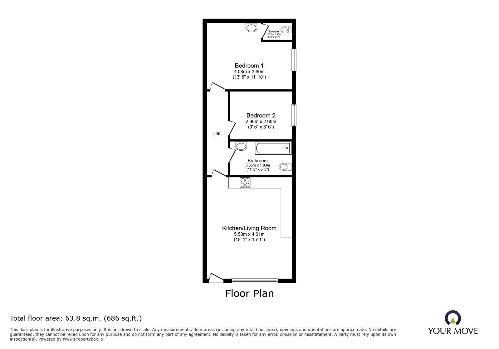 Floorplan of 2 bedroom Flat to rent, Milnrow Road, Shaw, Greater Manchester, OL2