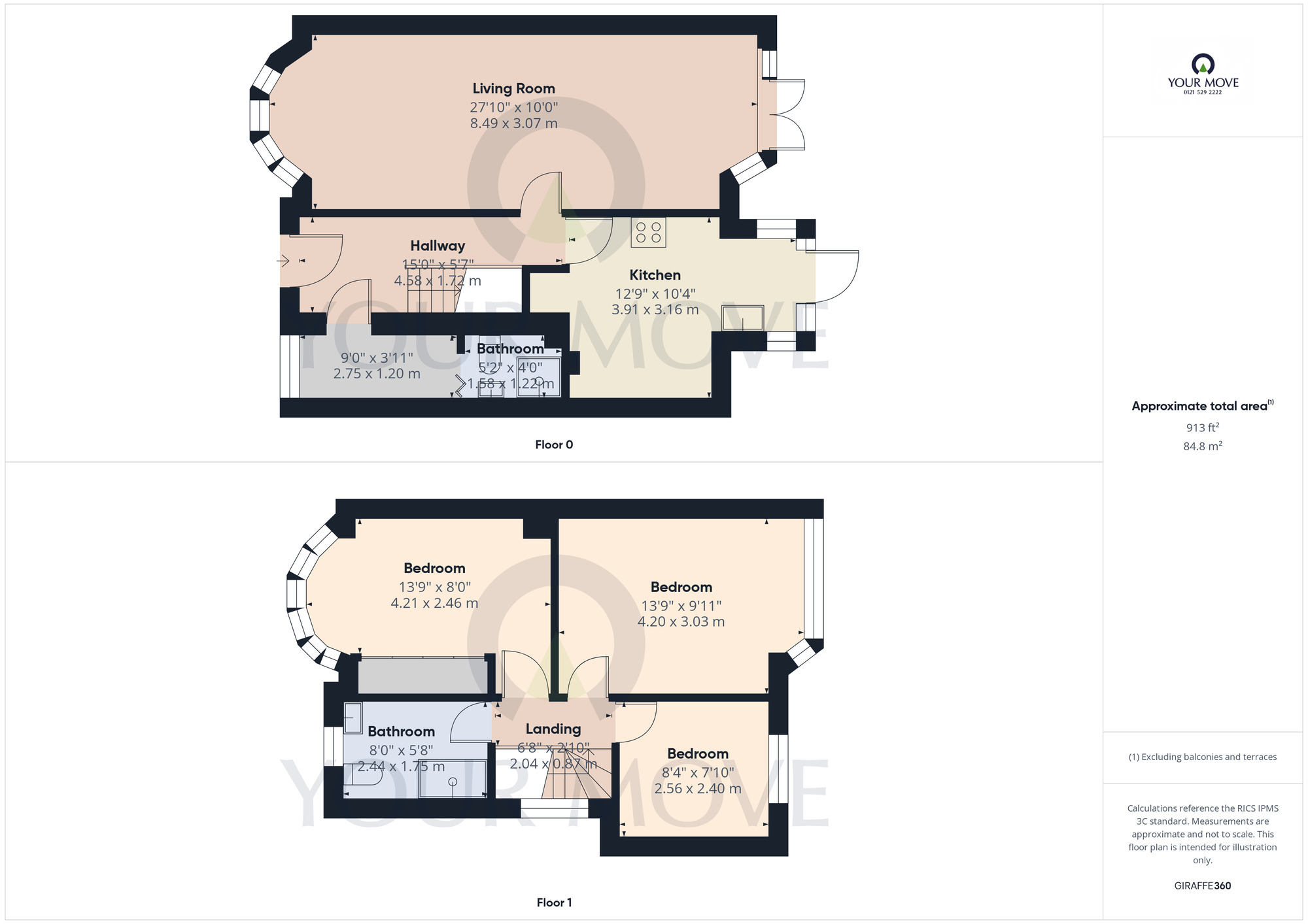 Floorplan of 3 bedroom Semi Detached House for sale, Acheson Road, Hall Green, West Midlands, B28