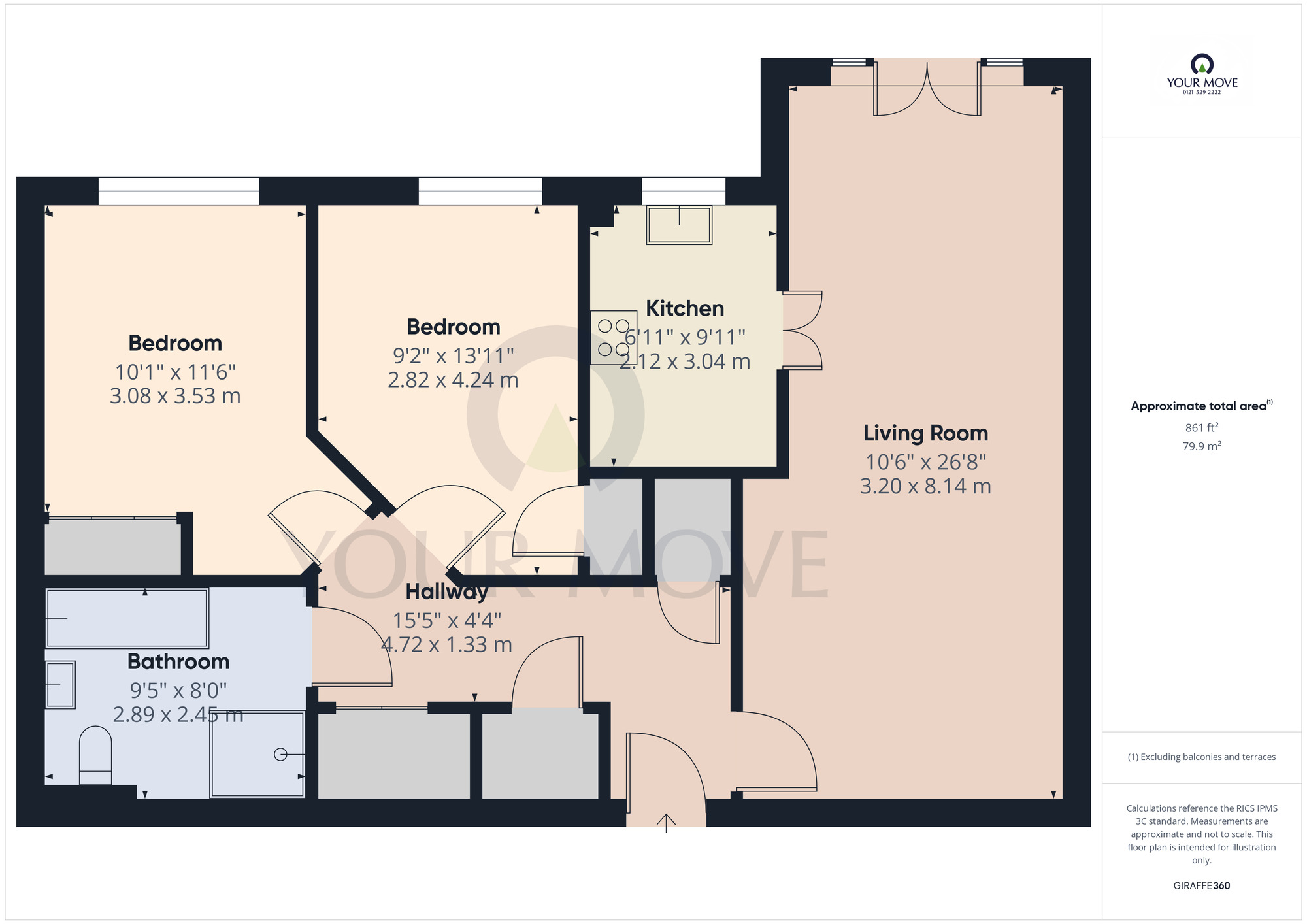 Floorplan of 2 bedroom  Flat for sale, Four Ashes Road, Bentley Heath, West Midlands, B93