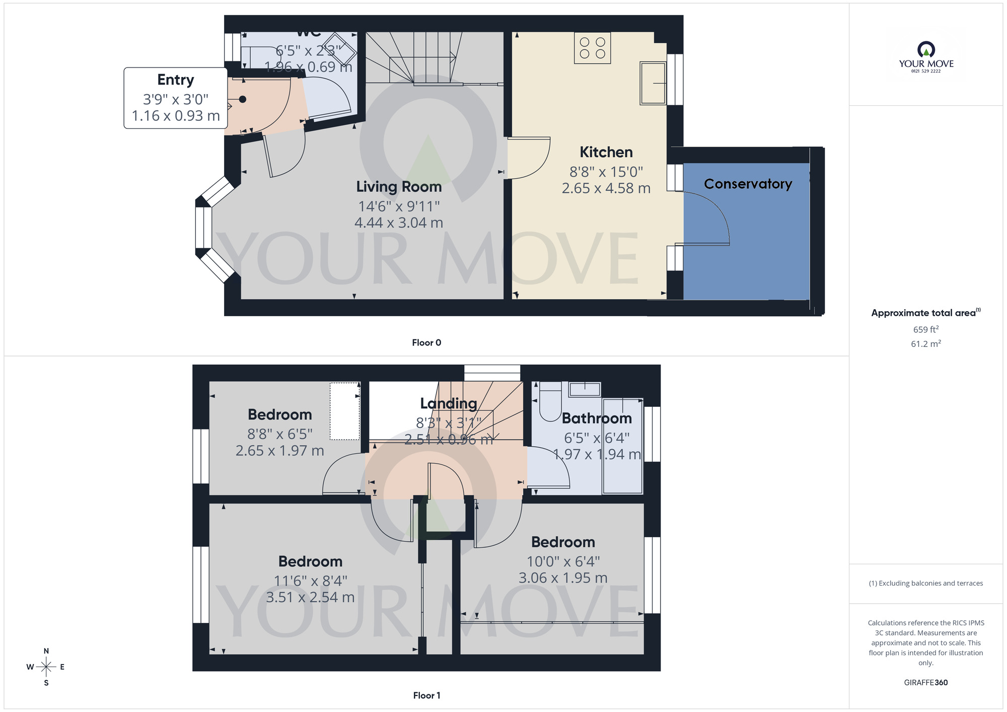 Floorplan of 3 bedroom End Terrace House for sale, Avenbury Drive, Solihull, West Midlands, B91