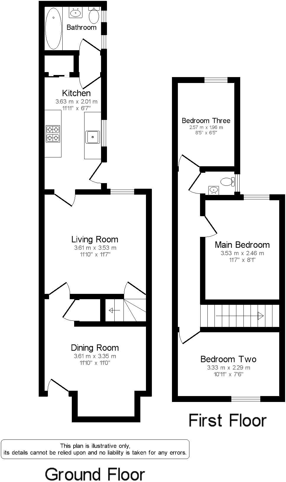 Floorplan of 3 bedroom Mid Terrace House for sale, Castleford Grove, Blackford Road, West Midlands, B11