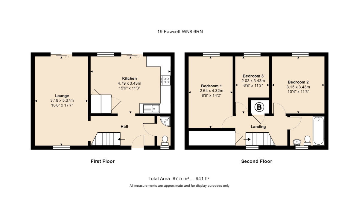 Floorplan of 3 bedroom Mid Terrace House to rent, Fawcett, Skelmersdale, Lancashire, WN8