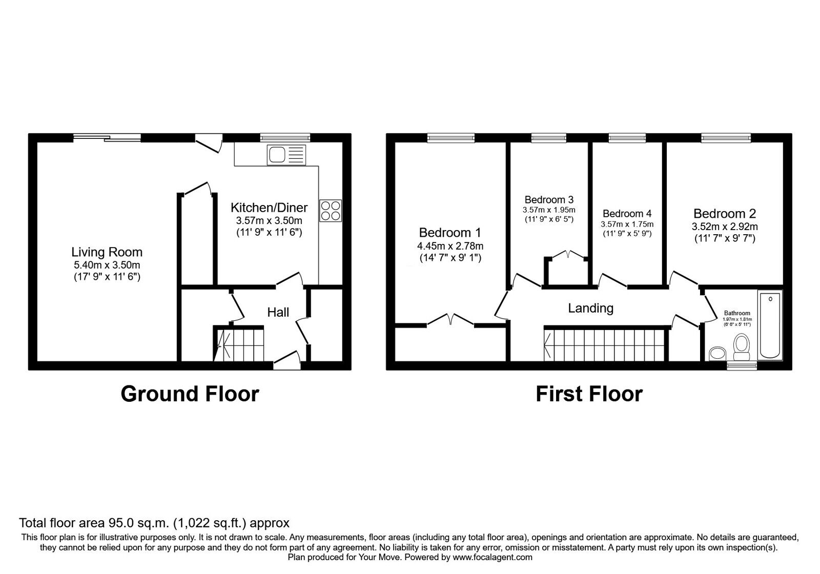 Floorplan of 4 bedroom Mid Terrace House for sale, Flimby, Lancashire, WN8