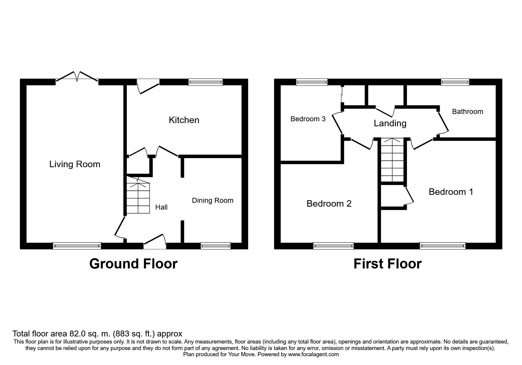 Floorplan of 3 bedroom Mid Terrace House to rent, Fern Close, Skelmersdale, Lancashire, WN8