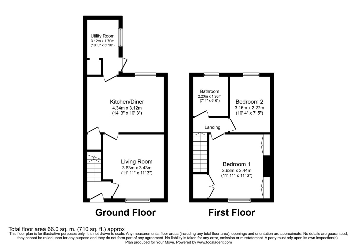 Floorplan of 2 bedroom Mid Terrace House to rent, Wallcroft Street, Skelmersdale, Lancashire, WN8