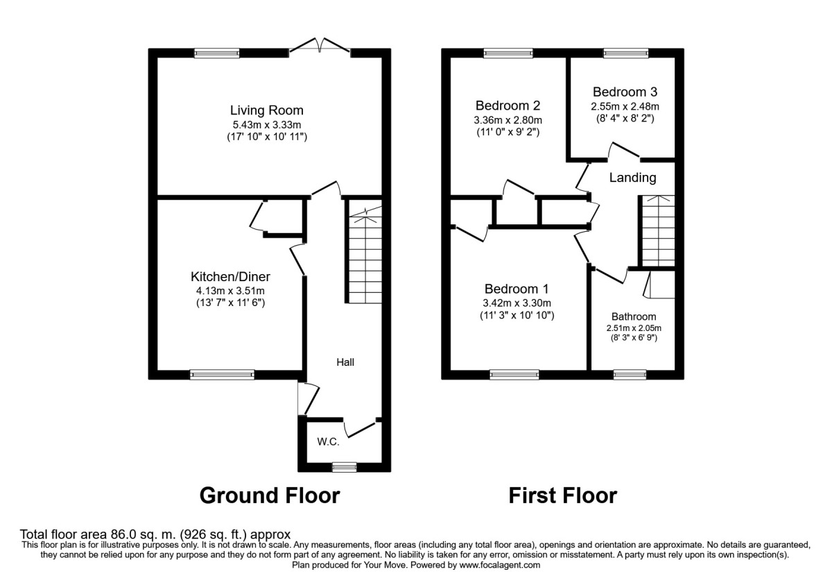 Floorplan of 3 bedroom Mid Terrace House to rent, Thurston, Skelmersdale, Lancashire, WN8