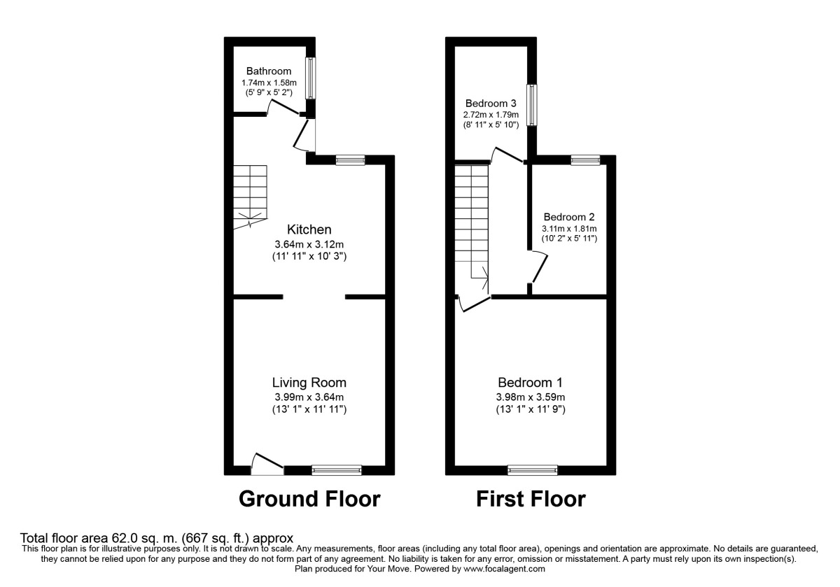 Floorplan of 3 bedroom Mid Terrace House to rent, Clegg Street, Skelmersdale, Lancashire, WN8