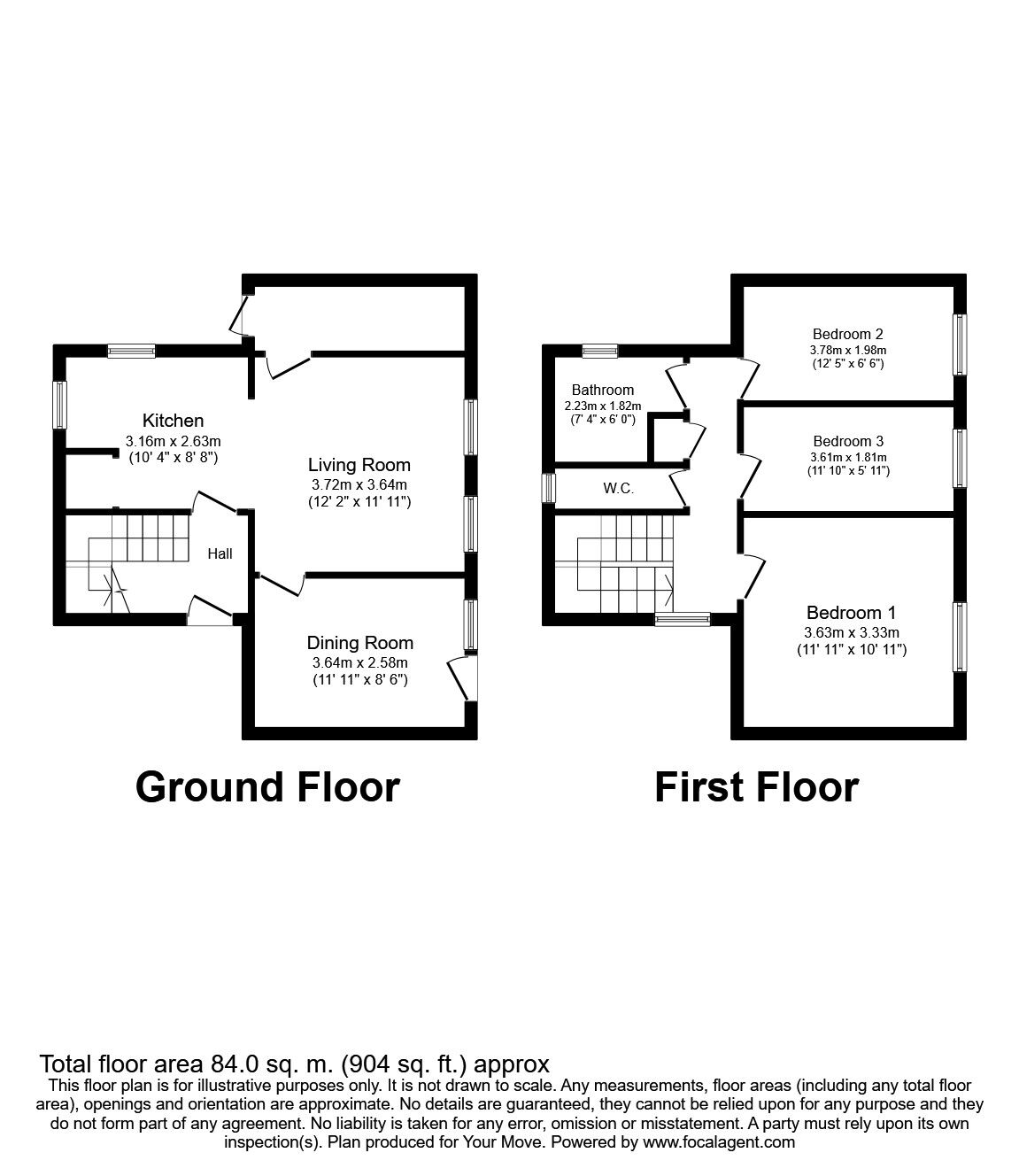 Floorplan of 3 bedroom Mid Terrace House to rent, Willow Hey, Skelmersdale, Lancashire, WN8