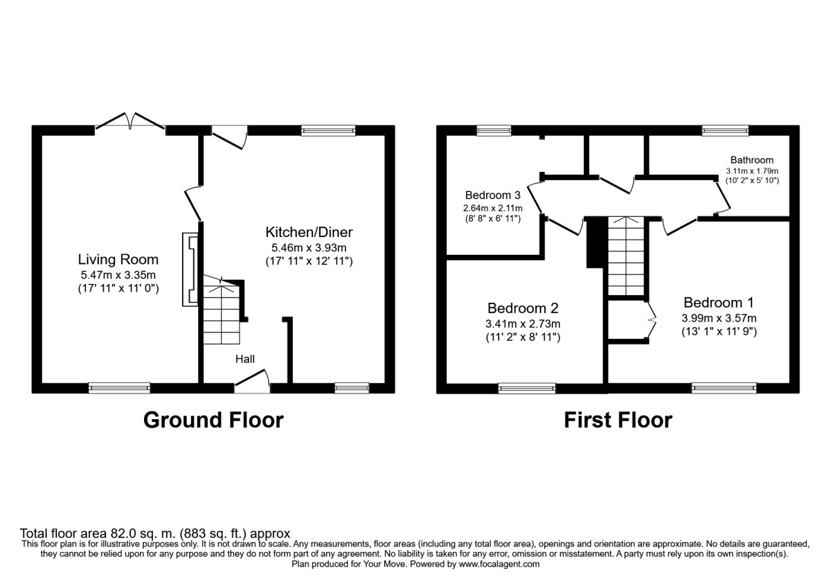 Floorplan of 3 bedroom Mid Terrace House to rent, Hawthorn Crescent, Skelmersdale, Lancashire, WN8