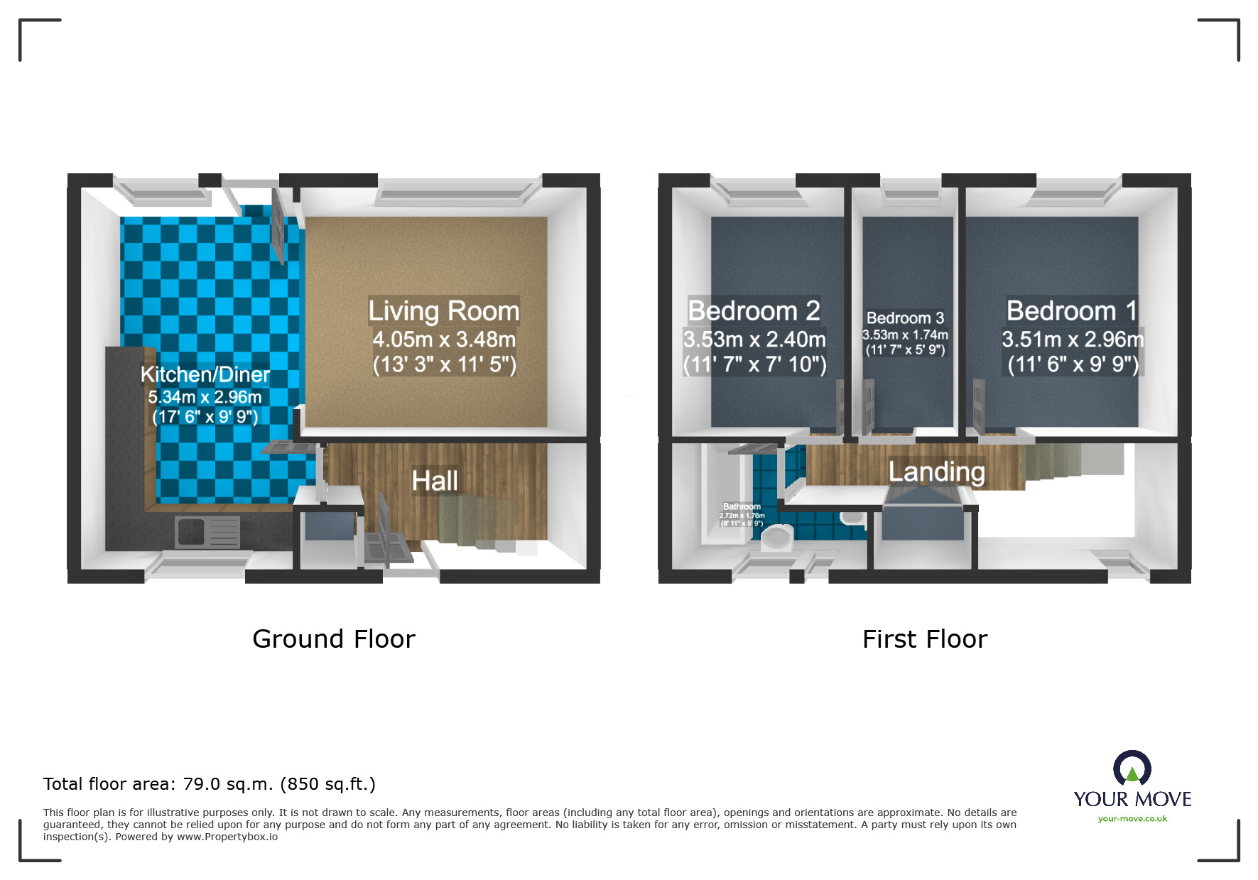 Floorplan of 3 bedroom Mid Terrace House to rent, Inglewhite, Skelmersdale, Lancashire, WN8
