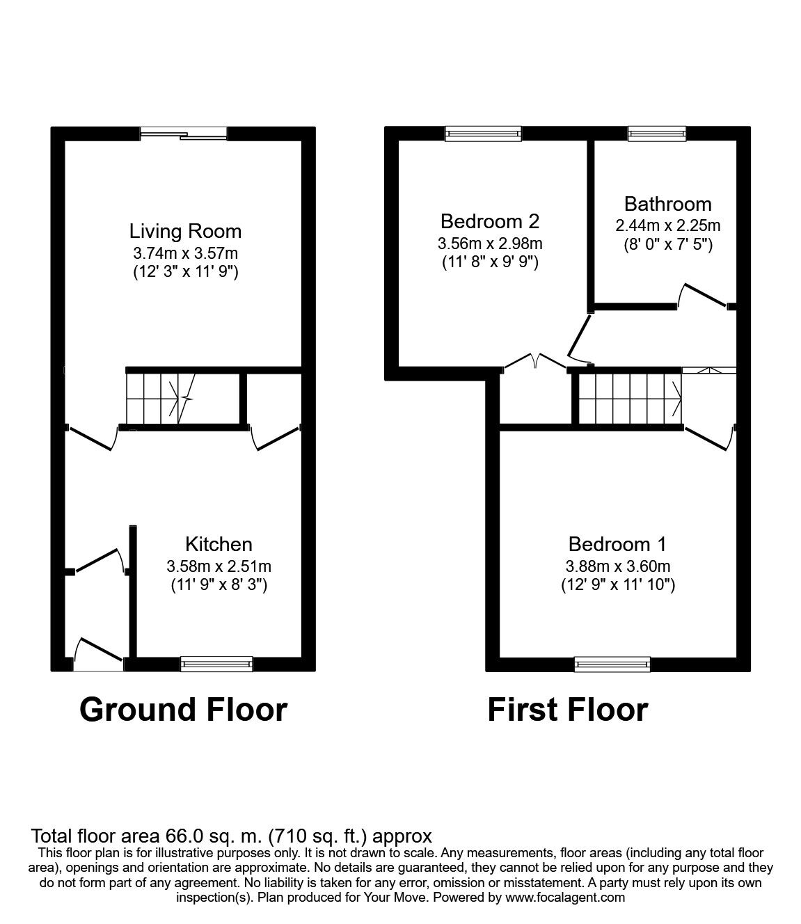 Floorplan of 2 bedroom Mid Terrace House to rent, Clayton Street, Skelmersdale, Lancashire, WN8