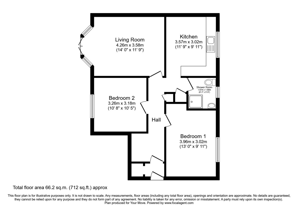 Floorplan of 2 bedroom  Flat to rent, Heyes Croft, Bickerstaffe, Lancashire, L39